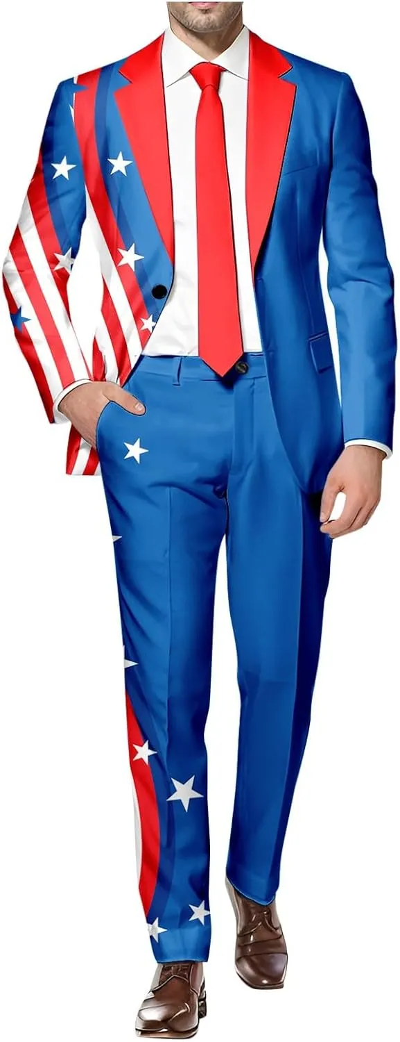 Men's Easter Bunny Suit 2 Piece Slim Fit Suit Set Birthday Wedding Party Tuxedo Suits Blazer Jacket Pants