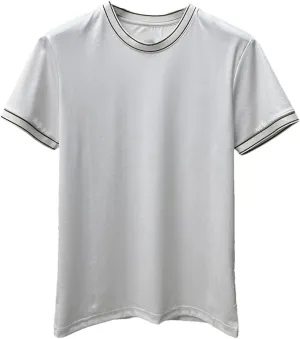Men's Embossed Cotton T-Shirt, Lightweight Casual Round Neck Streetwear