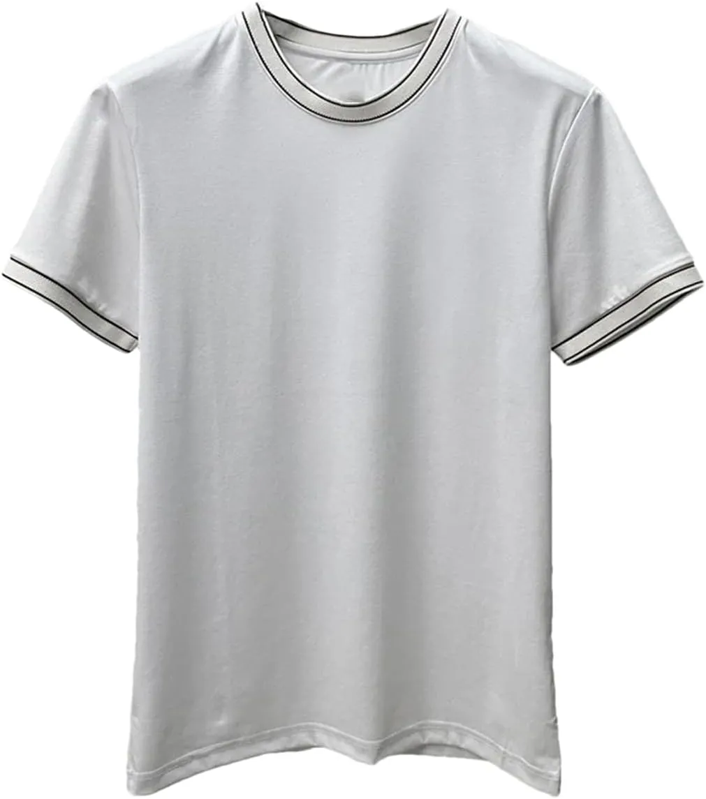 Men's Embossed Cotton T-Shirt, Lightweight Casual Round Neck Streetwear