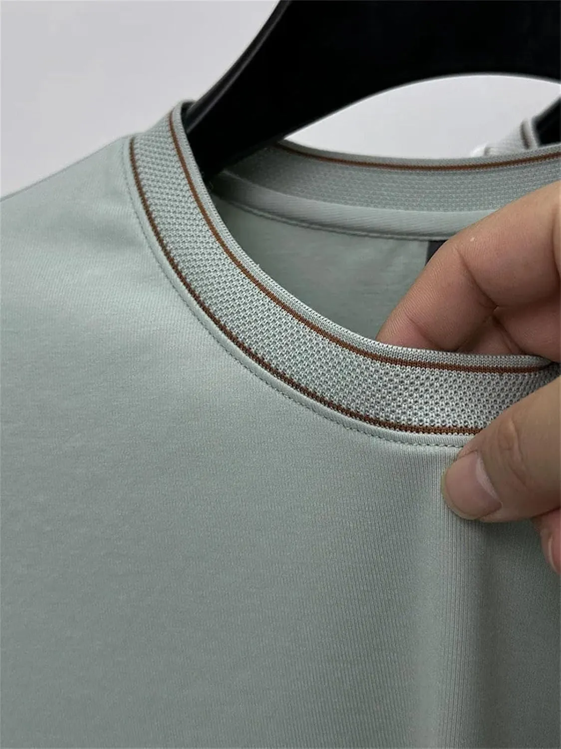 Men's Embossed Cotton T-Shirt, Lightweight Casual Round Neck Streetwear