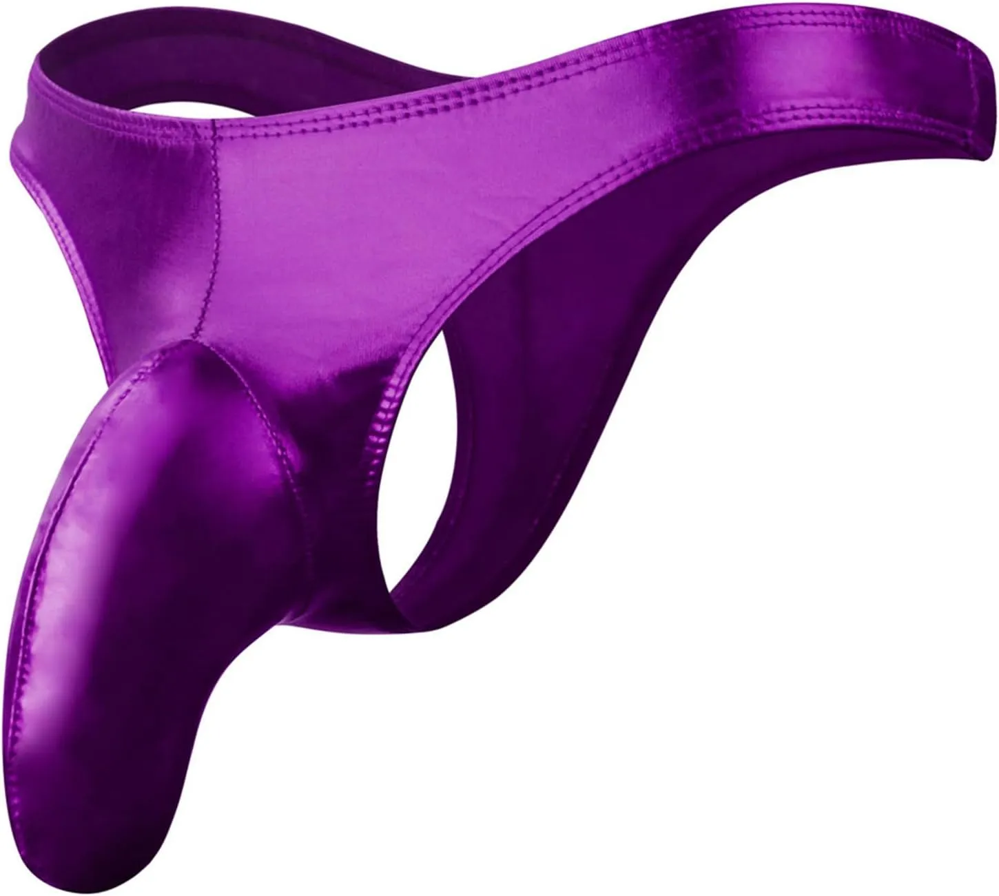 Men's Lephant Bulge Pouch Thong Faux Leather Briefs Bikini Underwear Low Waist T Back G-Strings Bikini Underpants