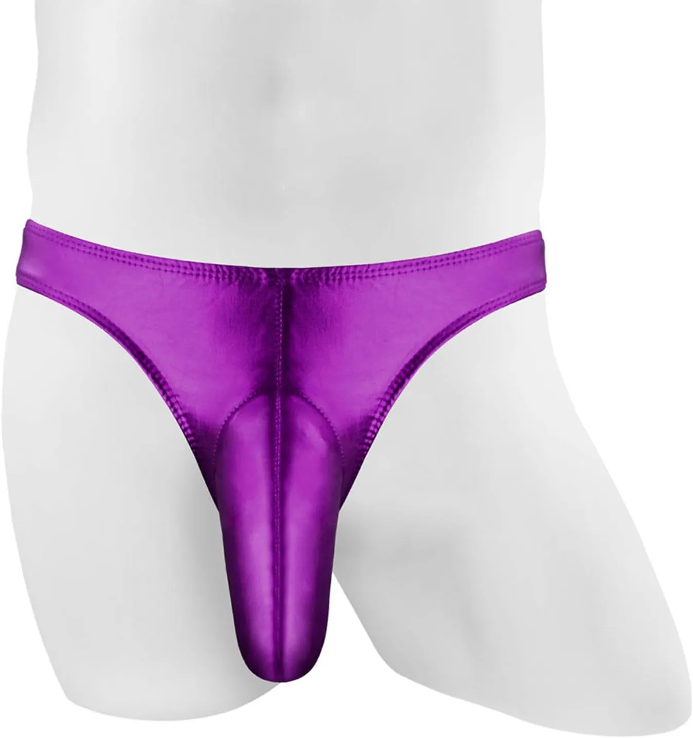 Men's Lephant Bulge Pouch Thong Faux Leather Briefs Bikini Underwear Low Waist T Back G-Strings Bikini Underpants
