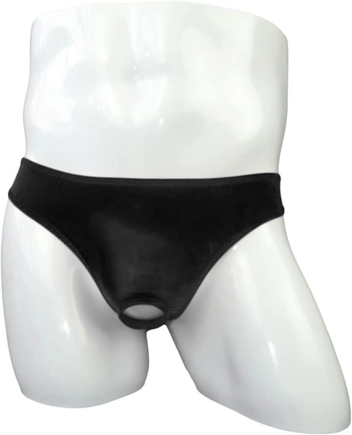 Mens Open Pouch Bikini Briefs Low Rise Ice Silk T-Back Thong with O-Ring See Through Sexy Panties Underpants
