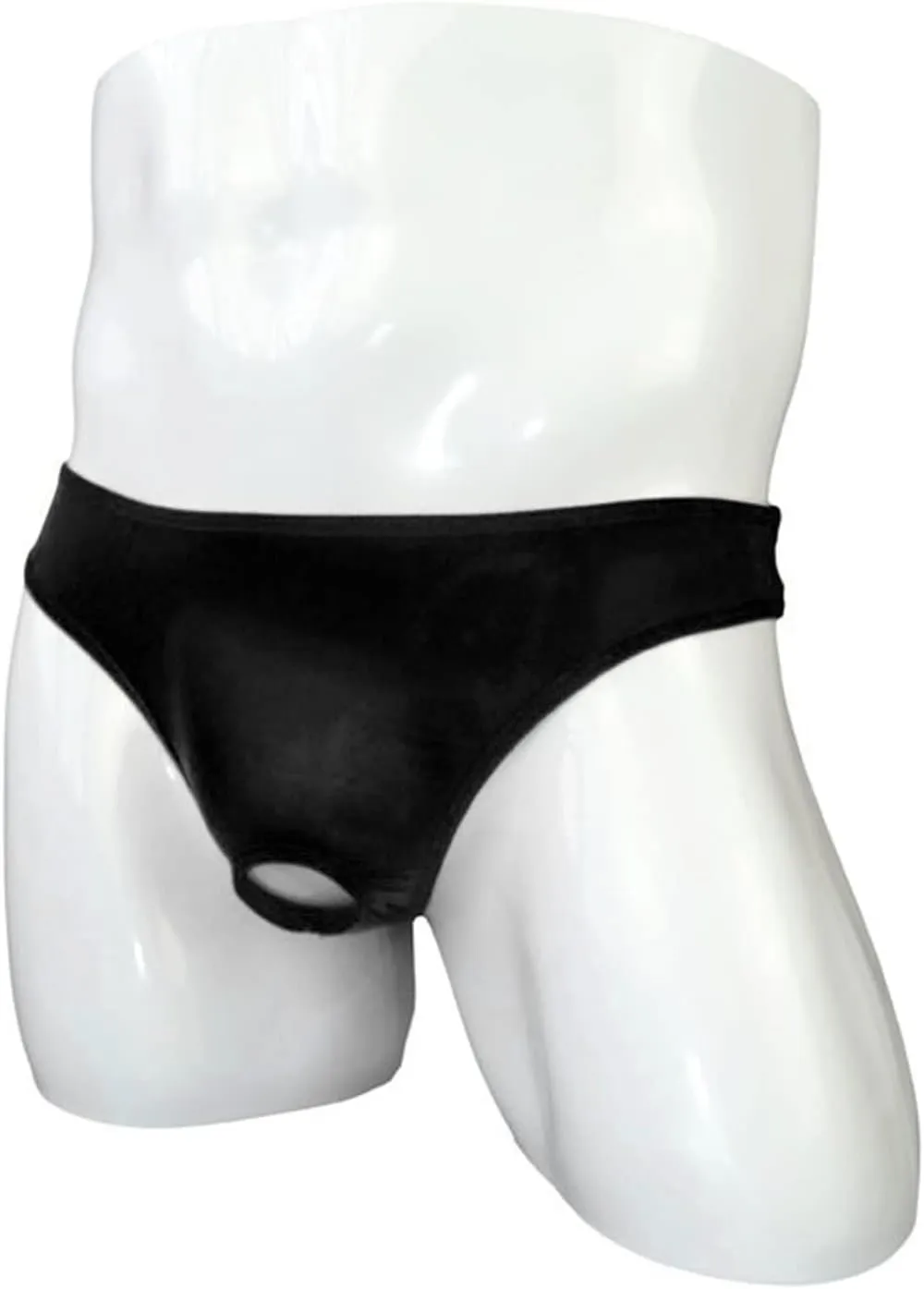 Mens Open Pouch Bikini Briefs Low Rise Ice Silk T-Back Thong with O-Ring See Through Sexy Panties Underpants
