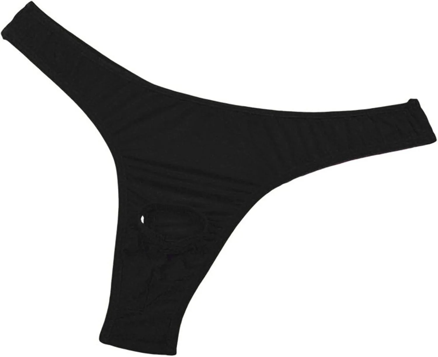Mens Open Pouch Bikini Briefs Low Rise Ice Silk T-Back Thong with O-Ring See Through Sexy Panties Underpants