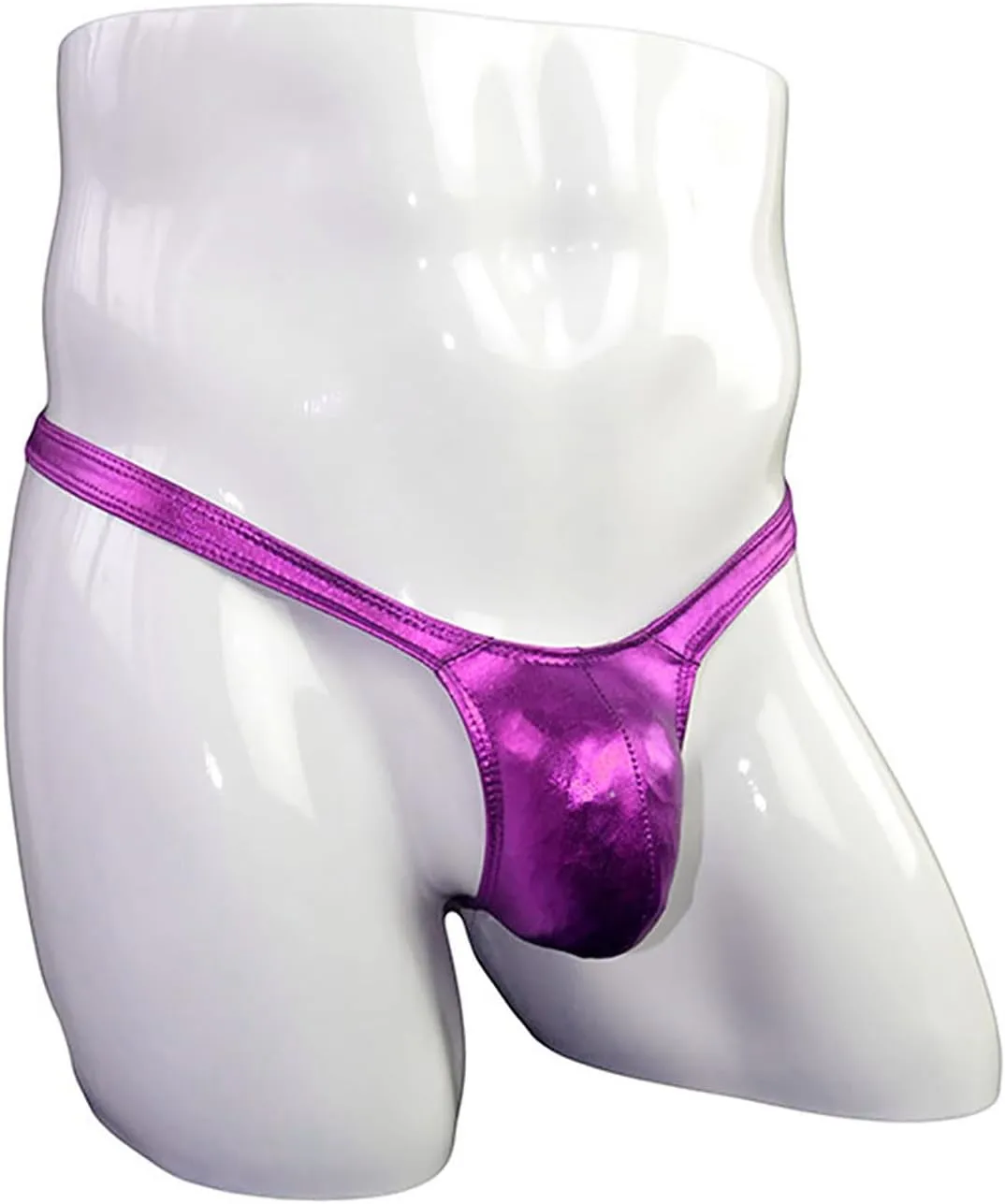 Mens Sexy Thong Underwear Shiny Patent Leather G-String Low Rise Jockstrap T-Back Briefs Fashion Underpants