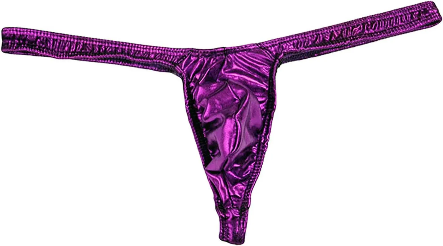 Mens Sexy Thong Underwear Shiny Patent Leather G-String Low Rise Jockstrap T-Back Briefs Fashion Underpants