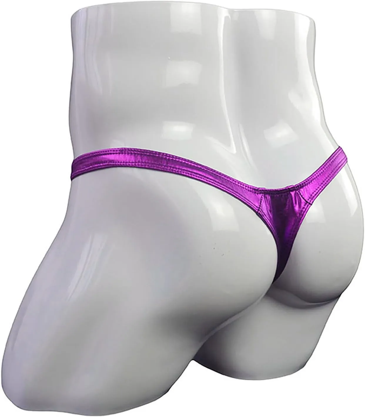 Mens Sexy Thong Underwear Shiny Patent Leather G-String Low Rise Jockstrap T-Back Briefs Fashion Underpants