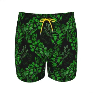 Men's Stretchy surf Trunks Maidenhair Fern Print Swim Trunks Tropical Hawaiian Striped Summer