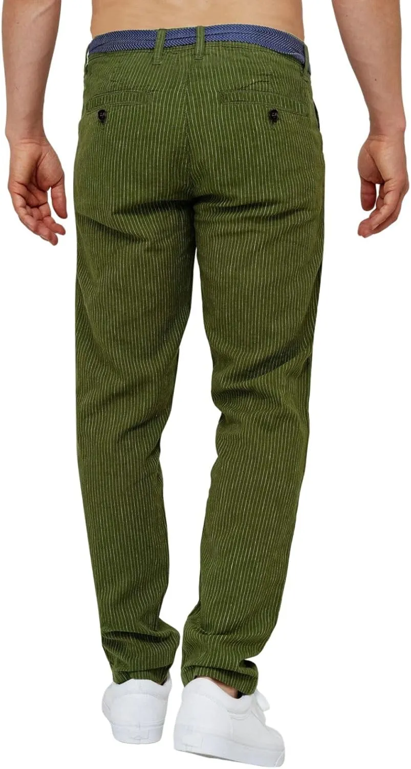 Men's Stripe Print Pants Classic Corduroy Baggy Pants Casual Elastic Waist Drawstring Trousers Business Golf Yoga Pants