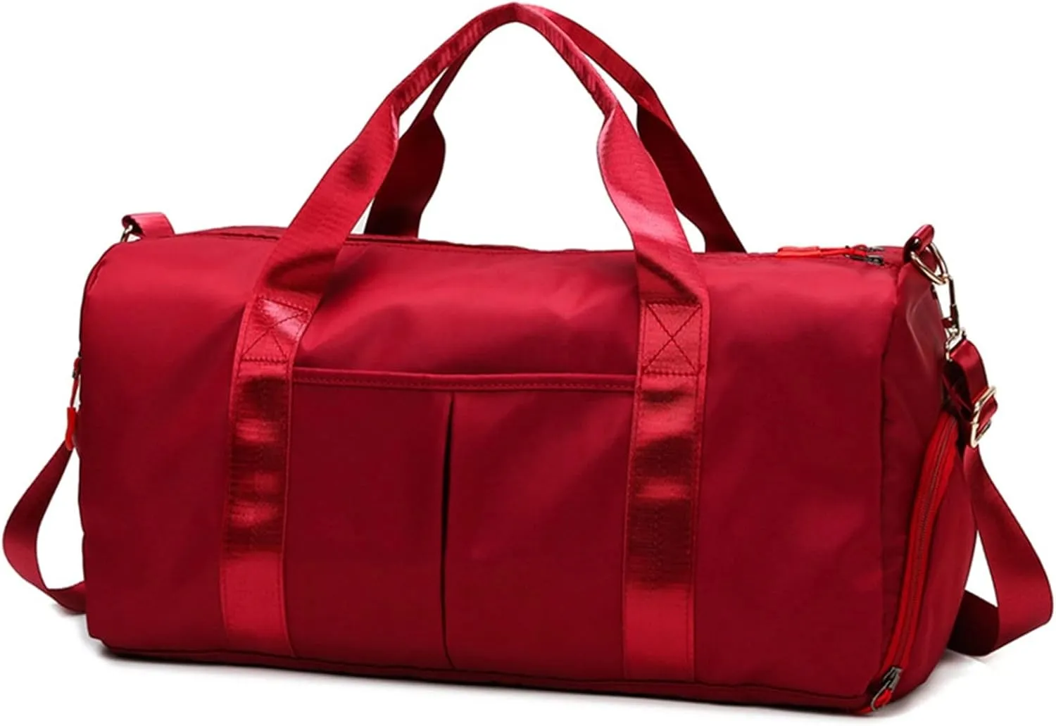 Men's Women's Handbag with Shoe Compartment Waterproof Nylon Outdoor Sports Fitness Yoga Ultra Light Travel Bag (Burgundy)