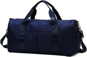 Men's Women's Handbag with Shoe Compartment Waterproof Nylon Outdoor Sports Fitness Yoga Ultra Light Travel Bag (Dark Blue)