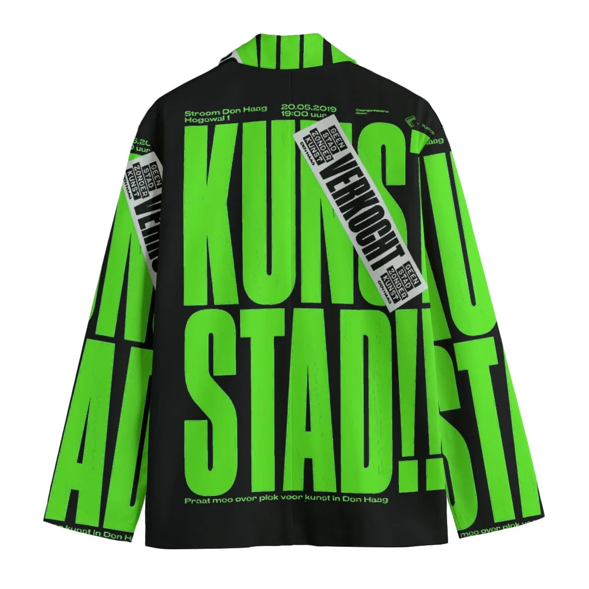 Modern Myth Lime Green Casual Flat Lapel Blazer