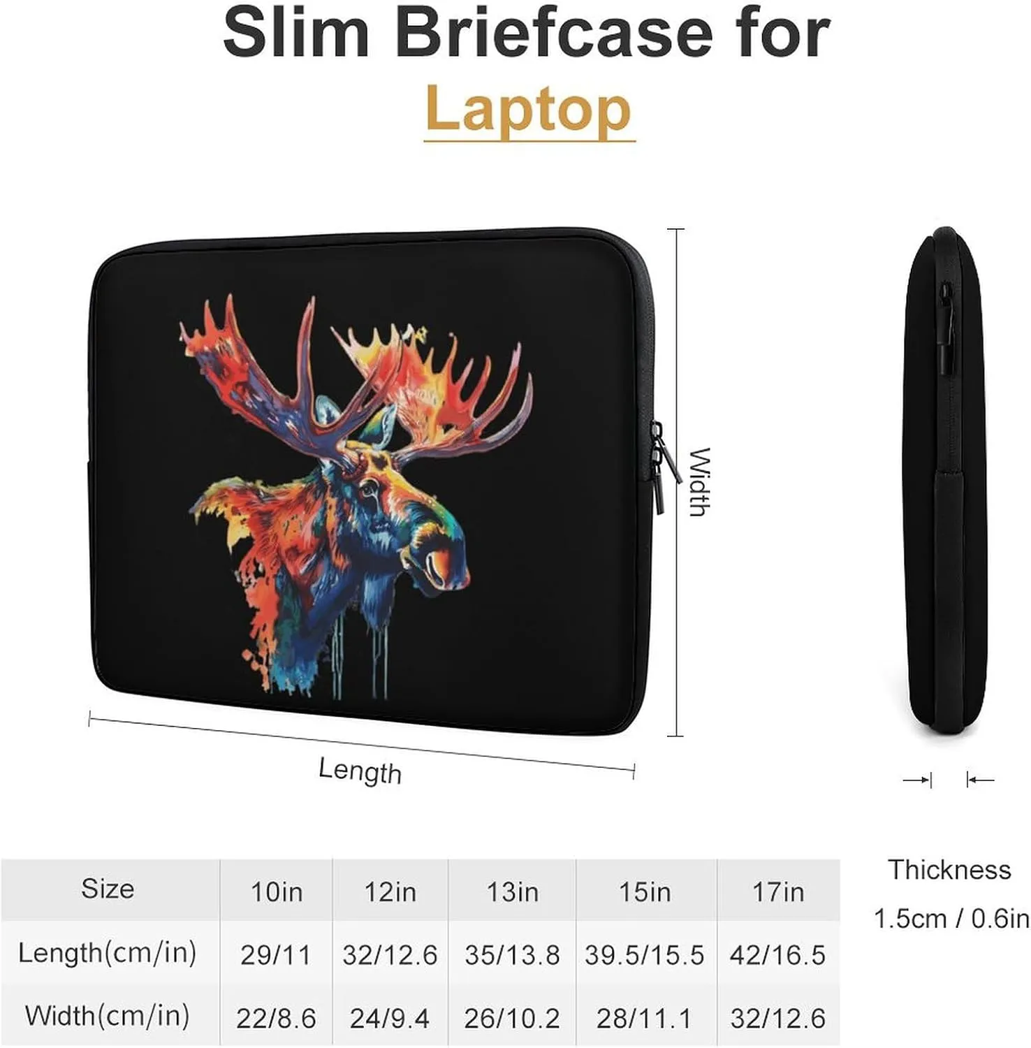 Moose Head Personalized Laptop Bag Business Casual Laptop Cases Slim Computer Bag Briefcase
