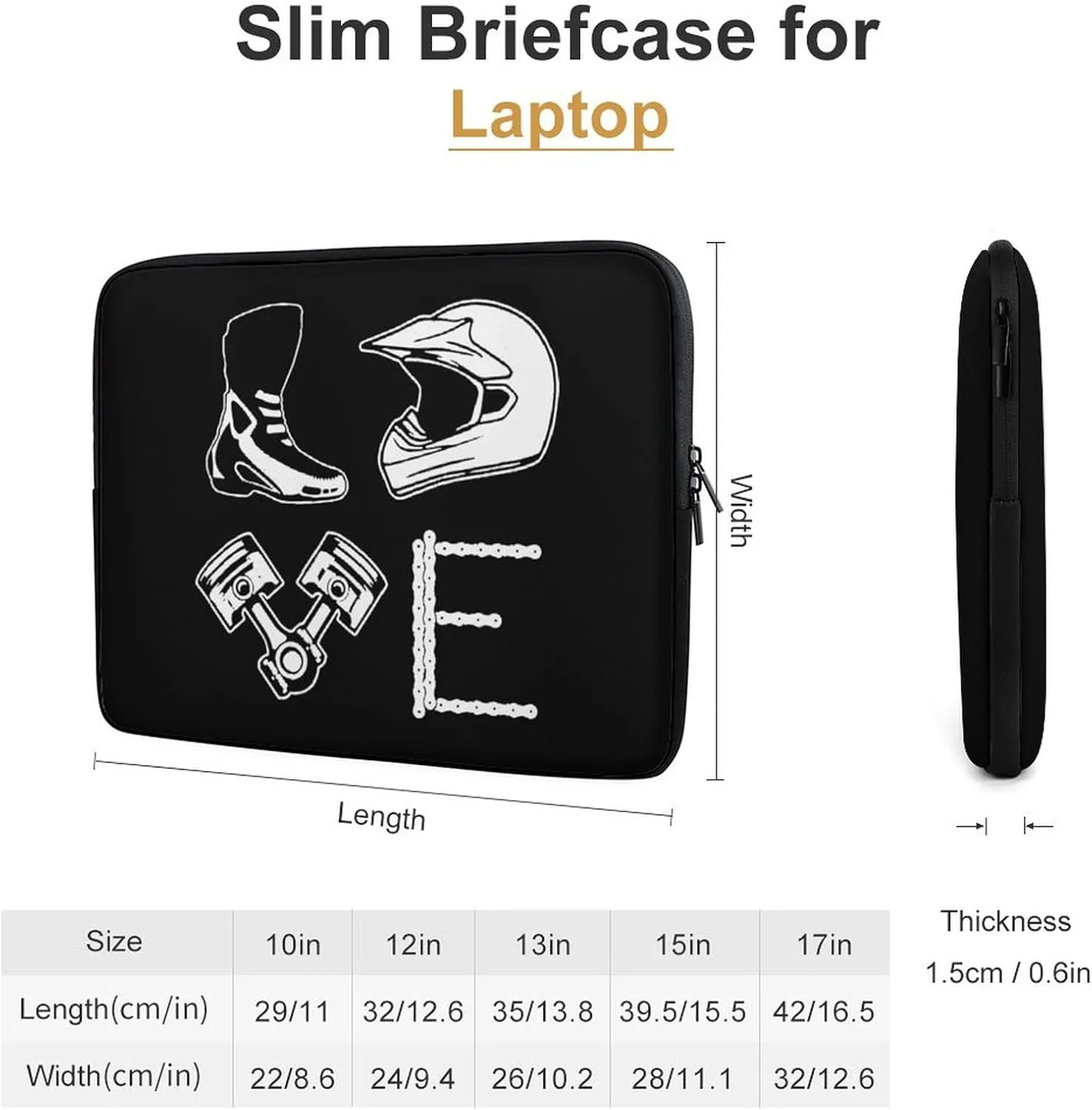 Motocross Love Personalized Laptop Bag Business Casual Laptop Case Slim Computer Bag Briefcase