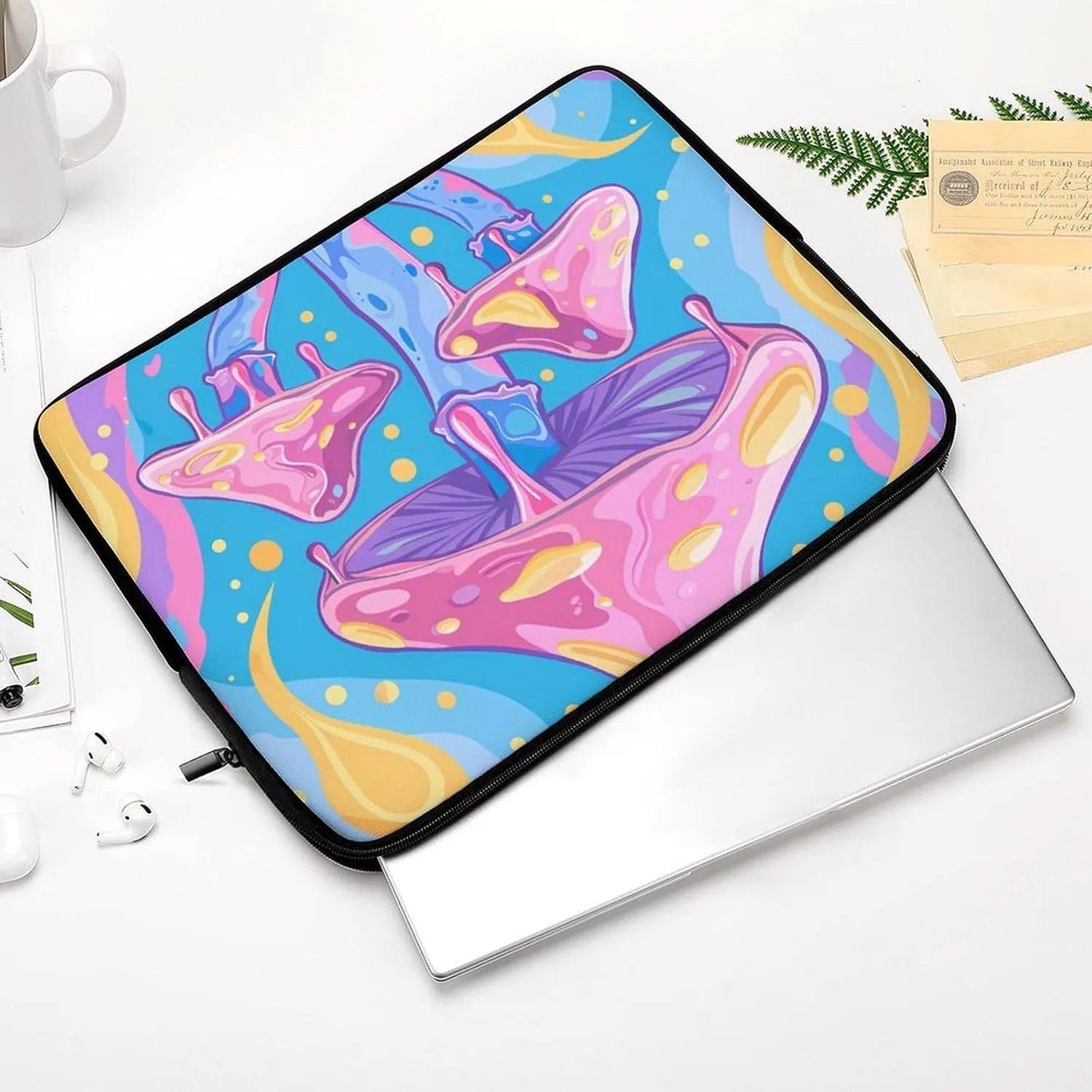 Mushrooms Magic Psychedelic Personalized Laptop Bag Business Casual Laptop Cases Slim Computer Bag Briefcase