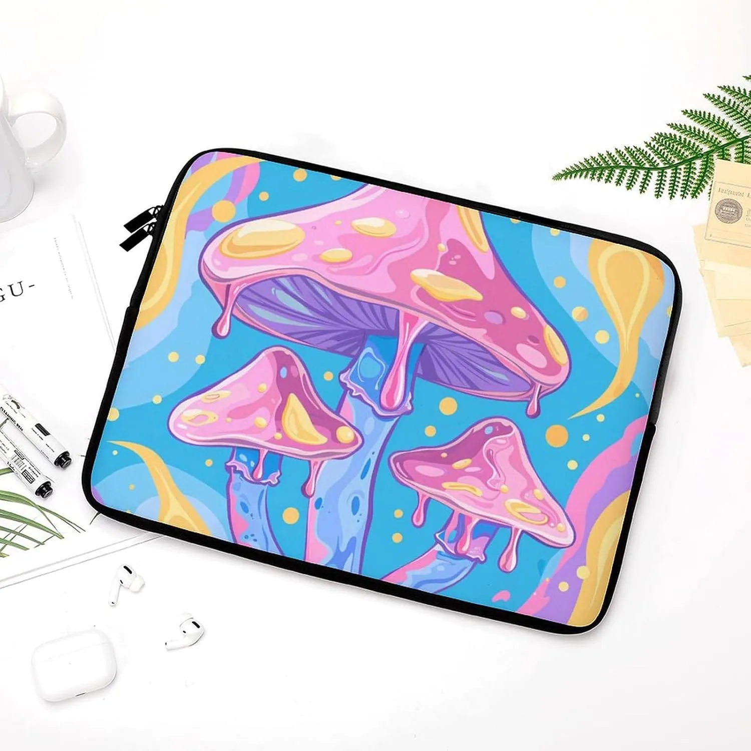 Mushrooms Magic Psychedelic Personalized Laptop Bag Business Casual Laptop Cases Slim Computer Bag Briefcase