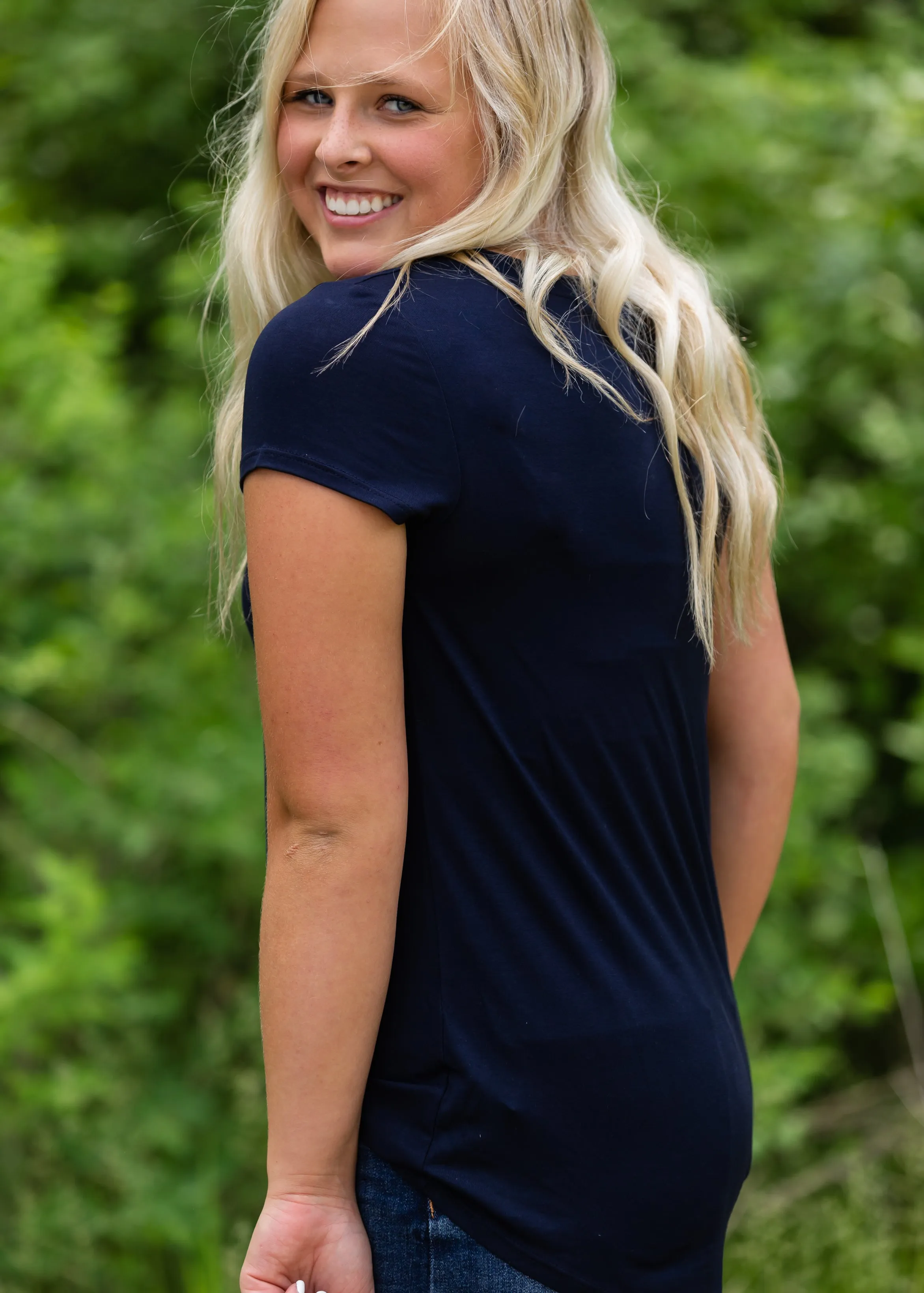 Navy Hi-Lo Short Sleeve Tee