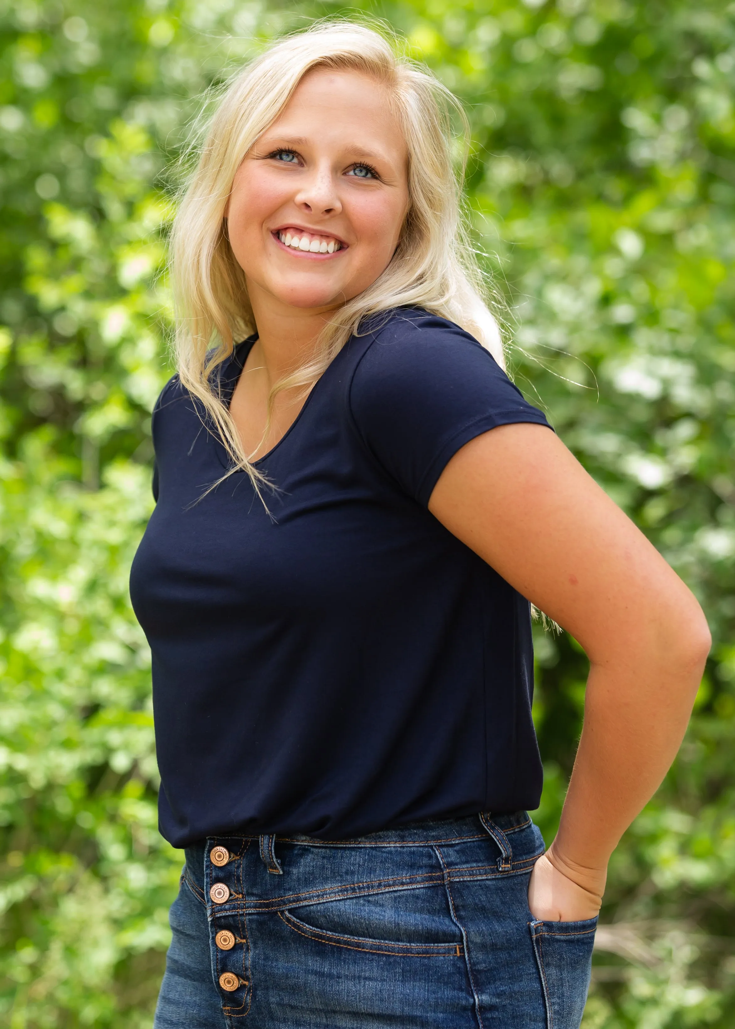Navy Hi-Lo Short Sleeve Tee