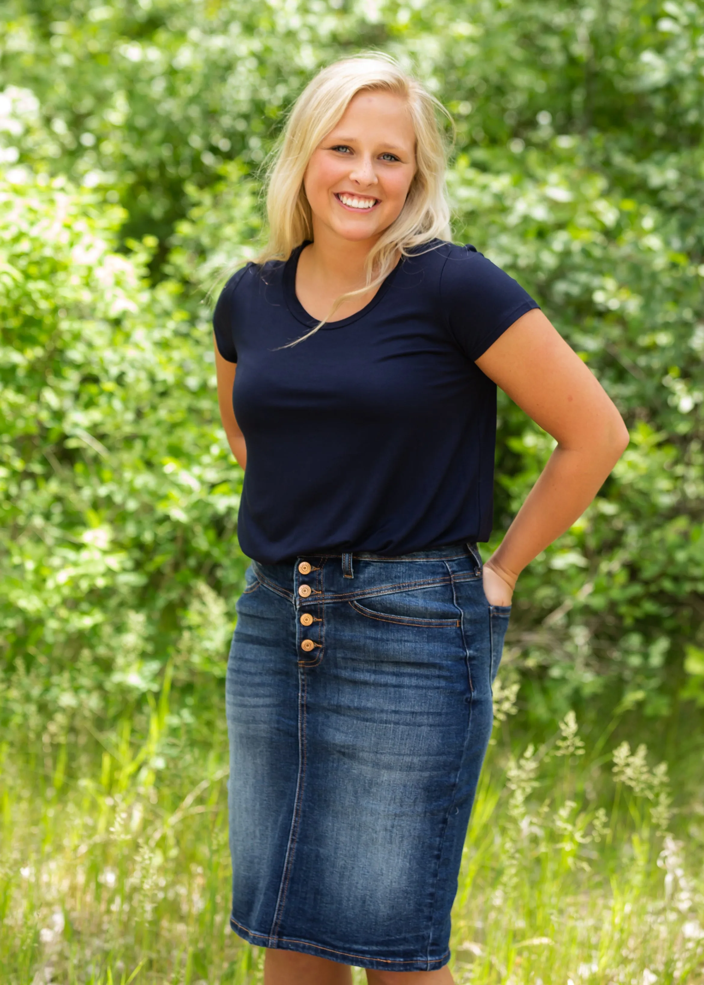 Navy Hi-Lo Short Sleeve Tee