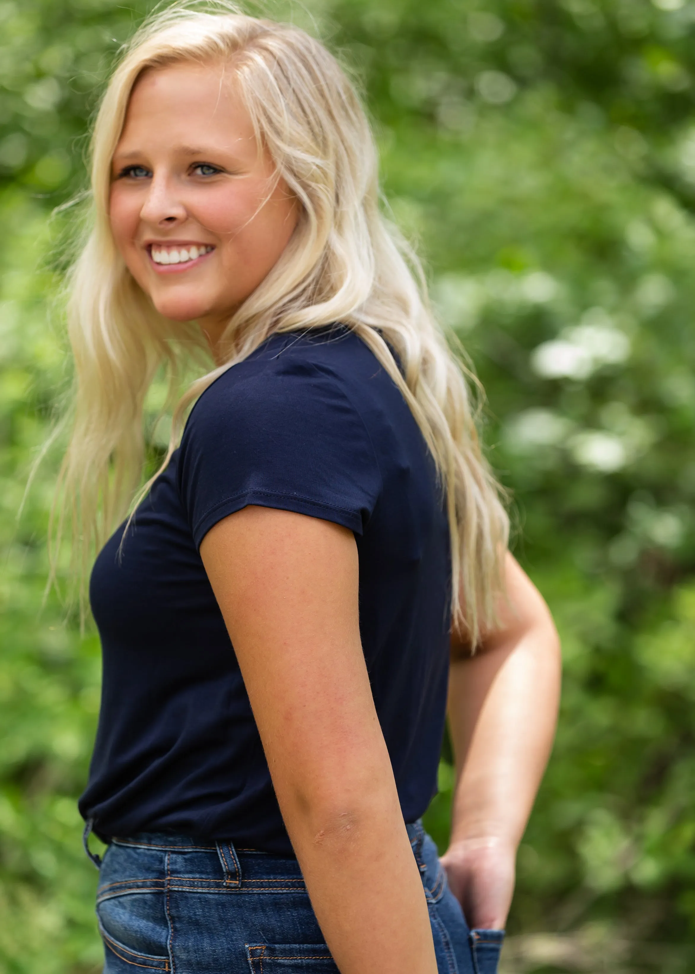 Navy Hi-Lo Short Sleeve Tee