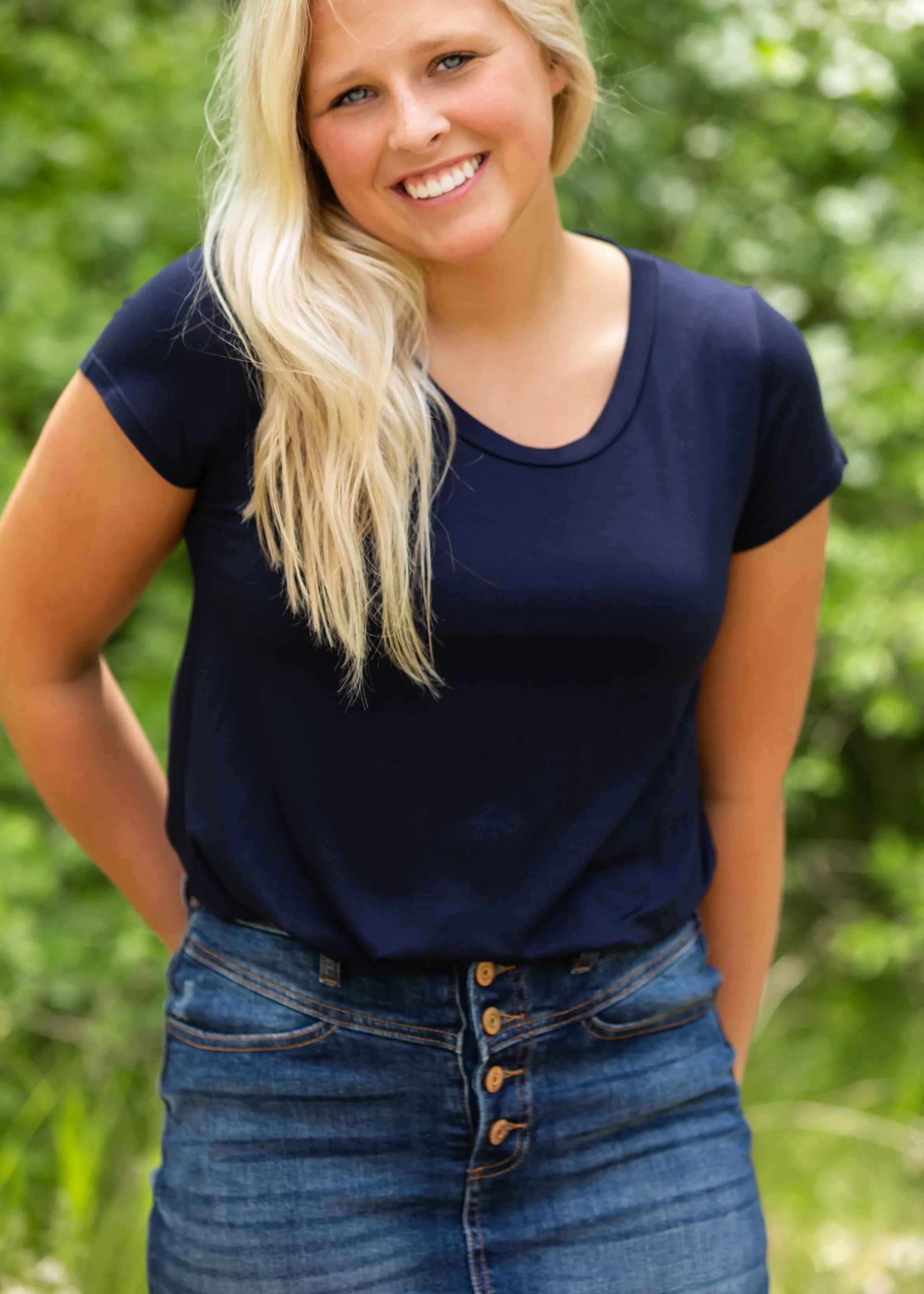Navy Hi-Lo Short Sleeve Tee