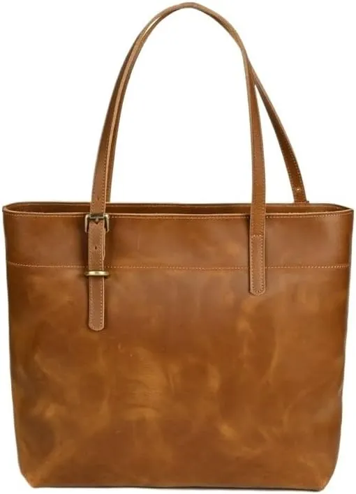 Nordic Men's Briefcase Vintage Genuine Leather Business Casual Large Capacity Handbag for Office Commute