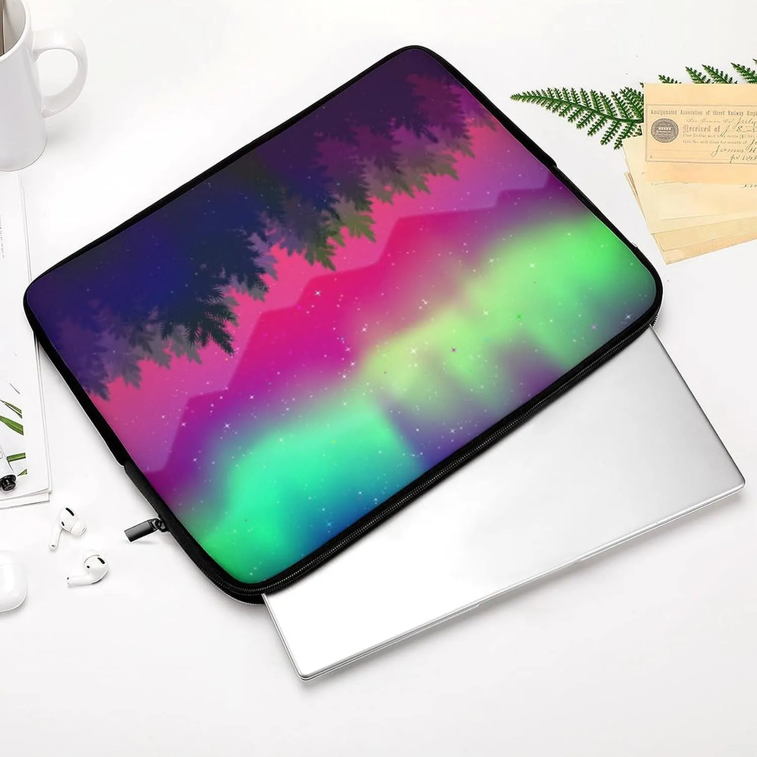 Northern Lights And Spruce Forests Personalized Laptop Bag Business Casual Laptop Case Slim Computer Bag Briefcase