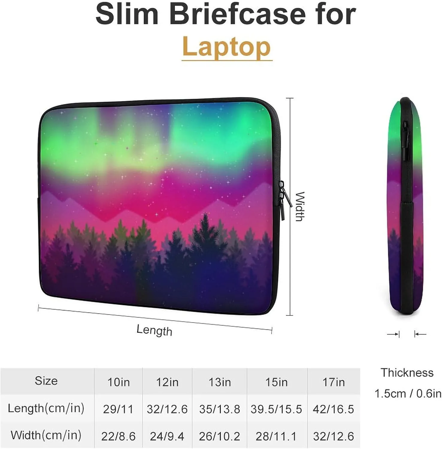 Northern Lights And Spruce Forests Personalized Laptop Bag Business Casual Laptop Case Slim Computer Bag Briefcase