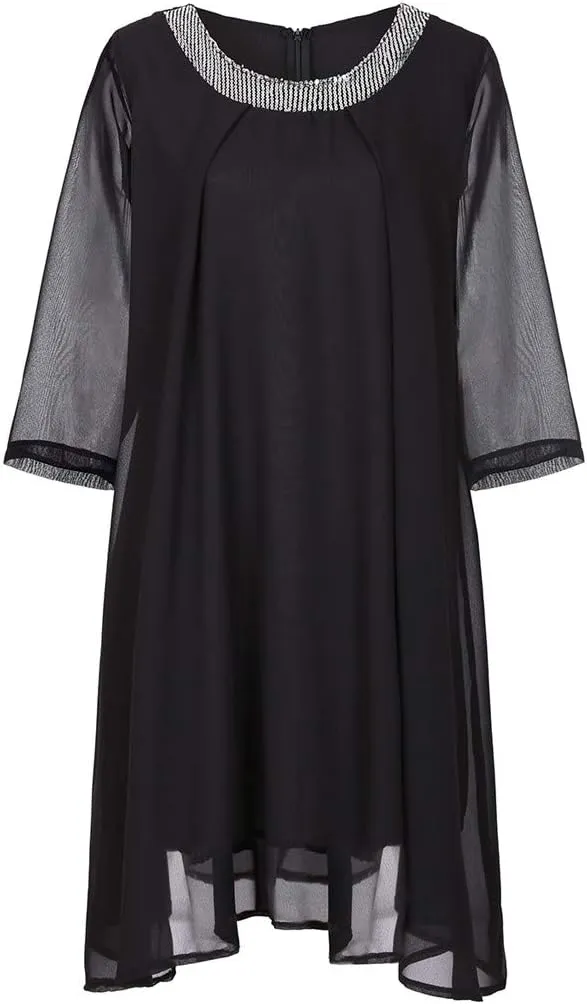 NREALY Vestido Womens Plus Size Sequin Short Midi Dress Ladies Cocktail Evening Party Dress