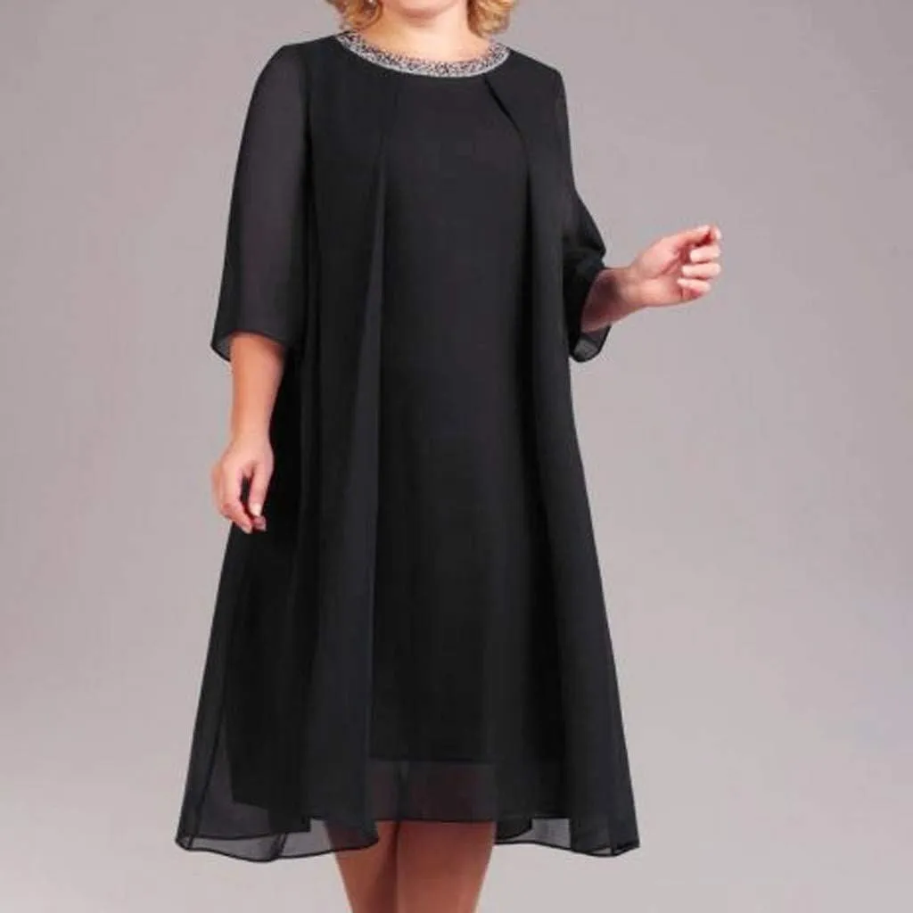 NREALY Vestido Womens Plus Size Sequin Short Midi Dress Ladies Cocktail Evening Party Dress