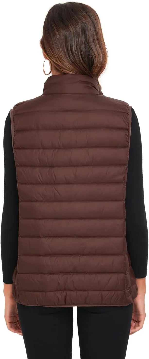 Obosoyo Women's Ultra Light Long Down Vest Winter Packable Down Jacket Lightweight Outdoor Puffer Vest Coat