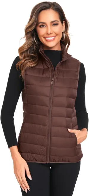 Obosoyo Women's Ultra Light Long Down Vest Winter Packable Down Jacket Lightweight Outdoor Puffer Vest Coat