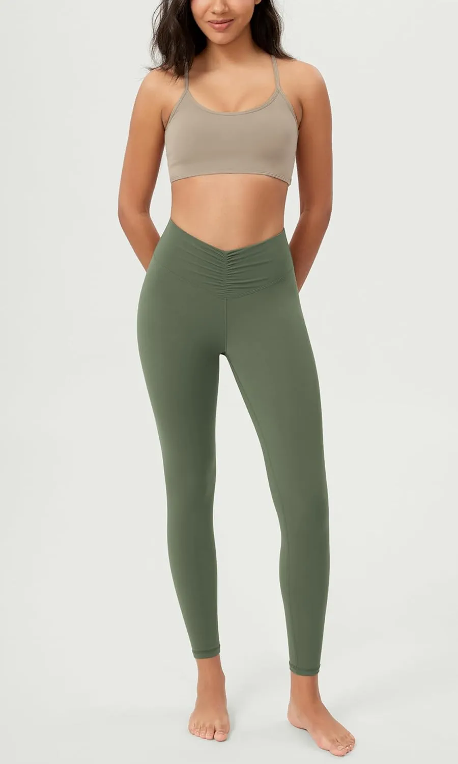 ODODOS Cloud Feeling Ruched Yoga Leggings for Women 25" / 28" High Waist Crossover Yoga Pants