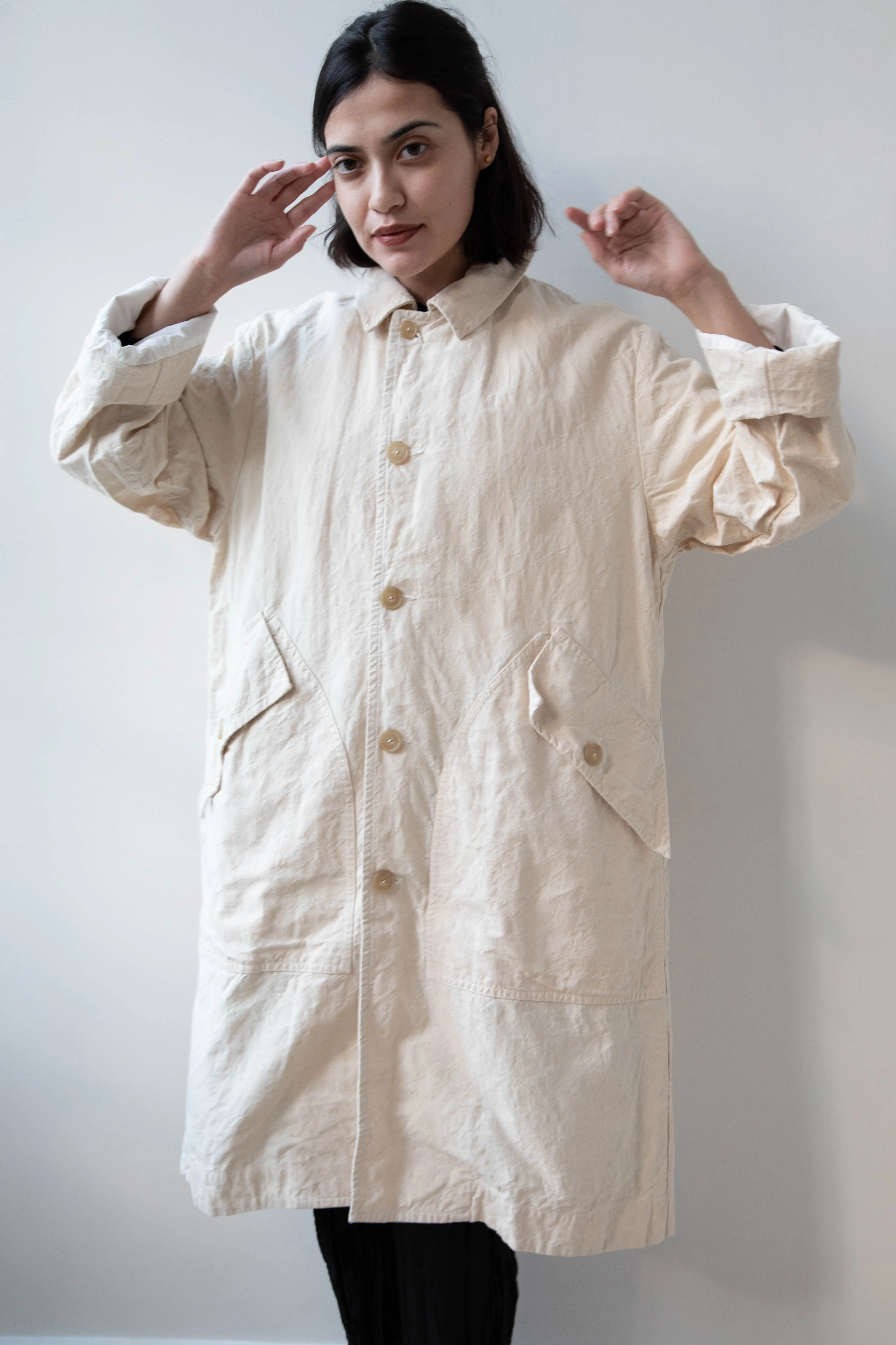 Oliver Church | Big Coat in Natural Antique Cotton Linen