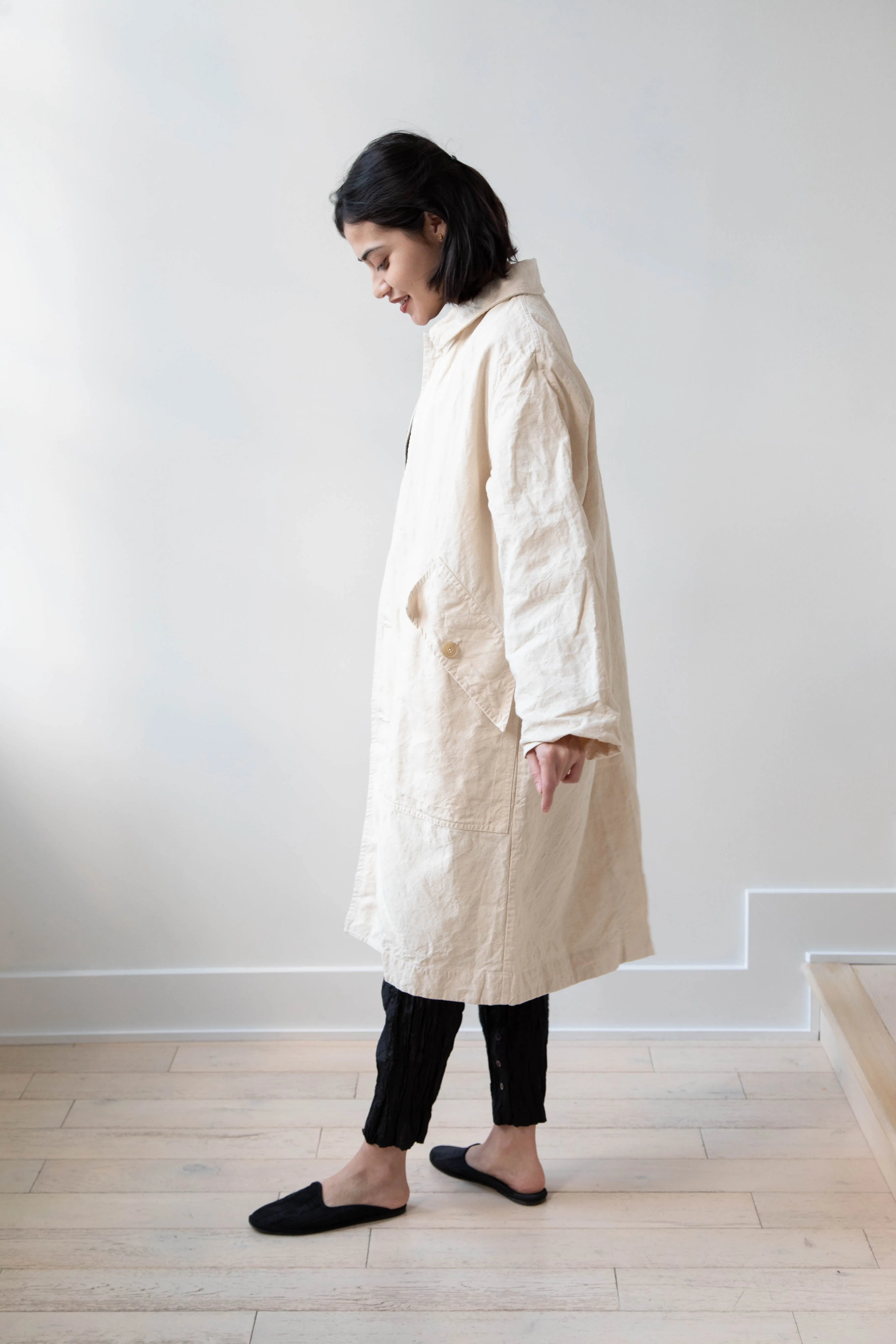 Oliver Church | Big Coat in Natural Antique Cotton Linen