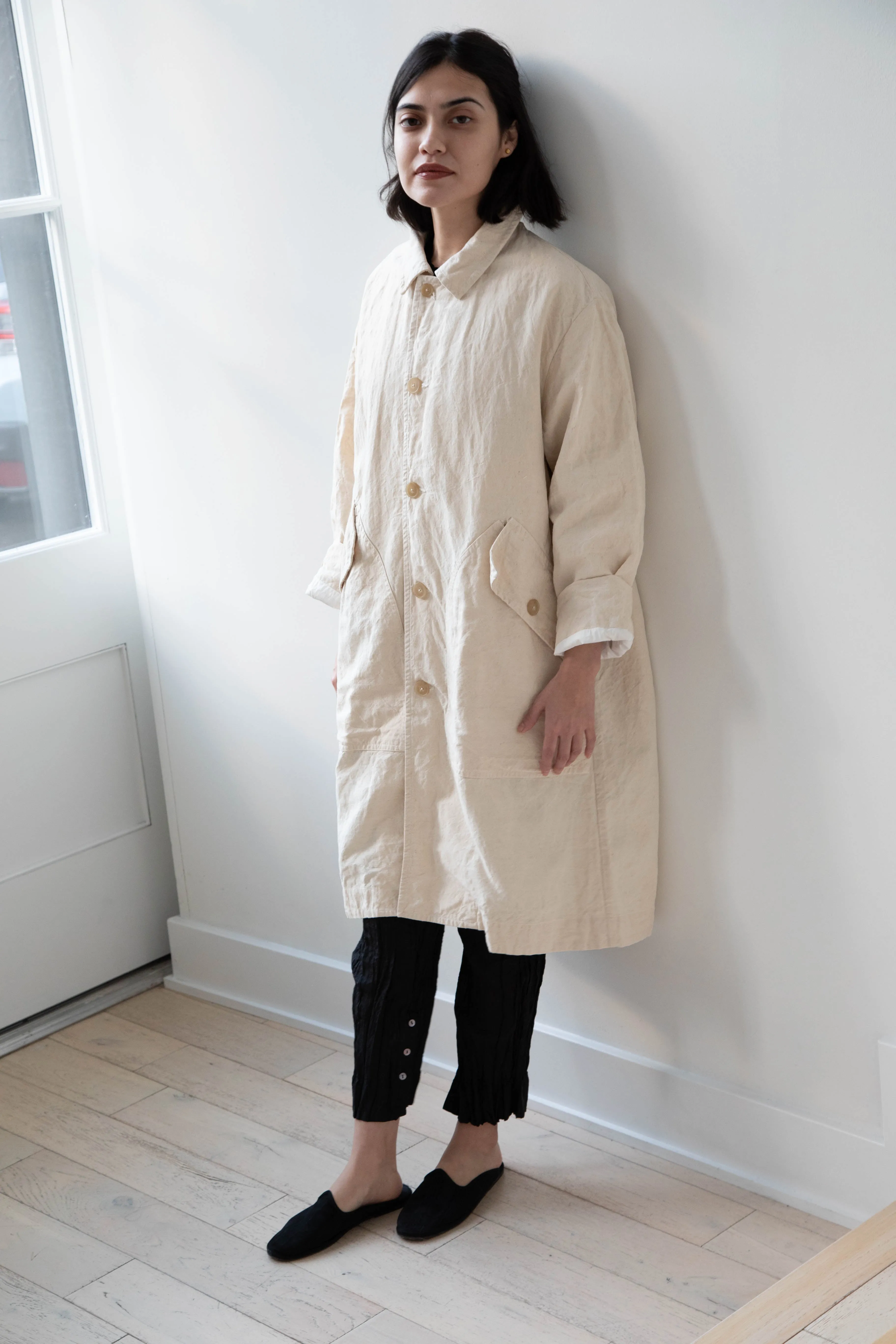 Oliver Church | Big Coat in Natural Antique Cotton Linen