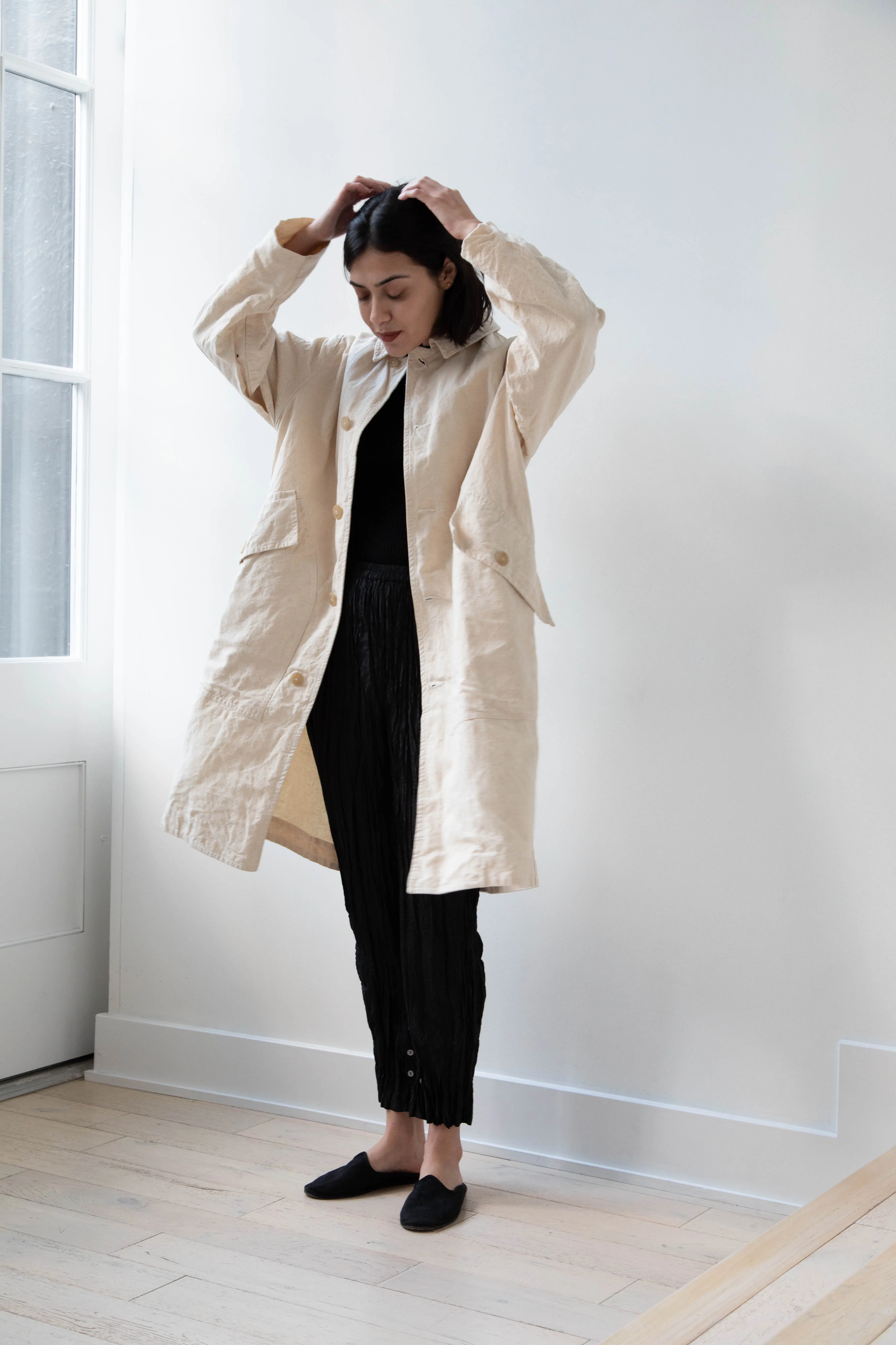 Oliver Church | Big Coat in Natural Antique Cotton Linen