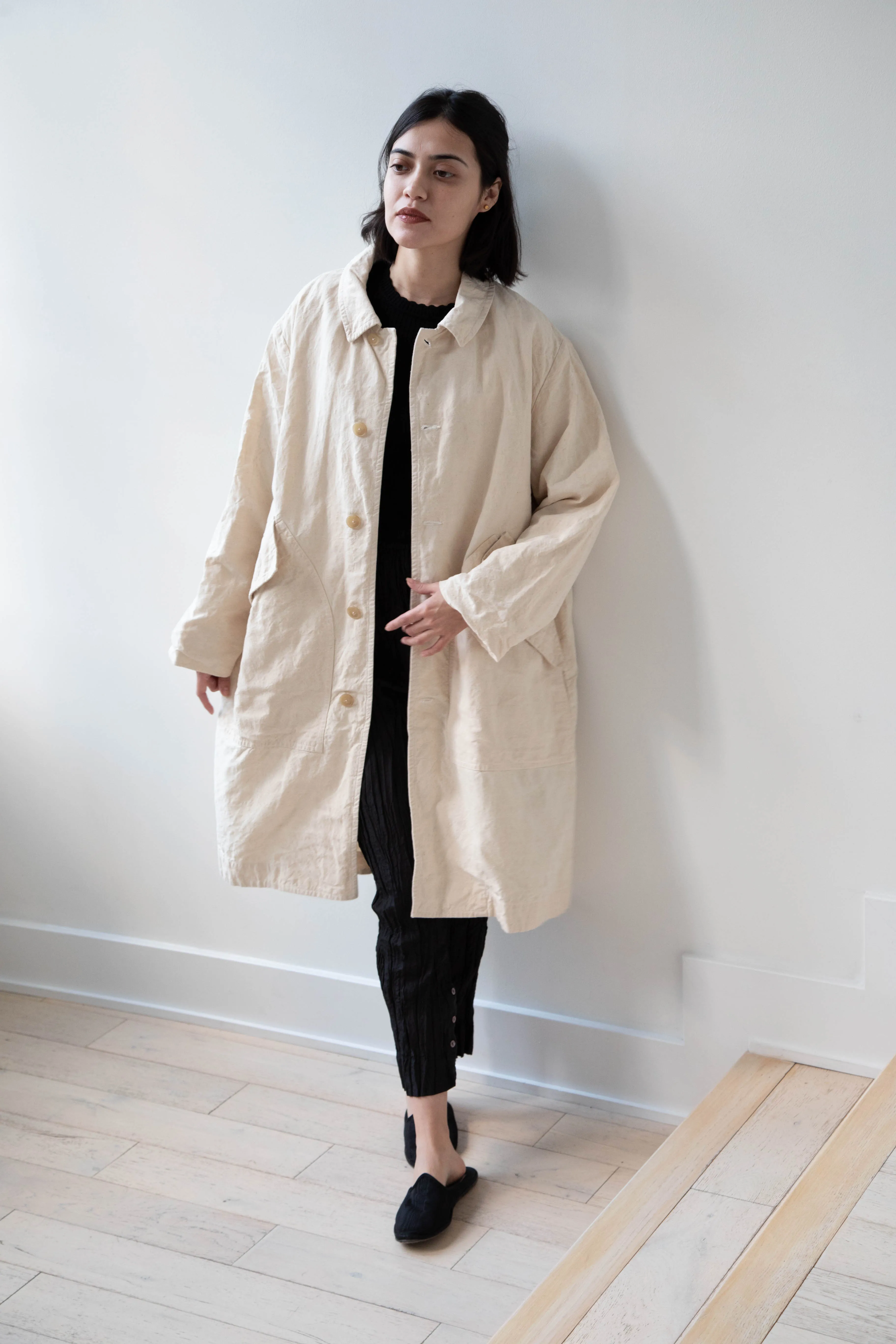 Oliver Church | Big Coat in Natural Antique Cotton Linen