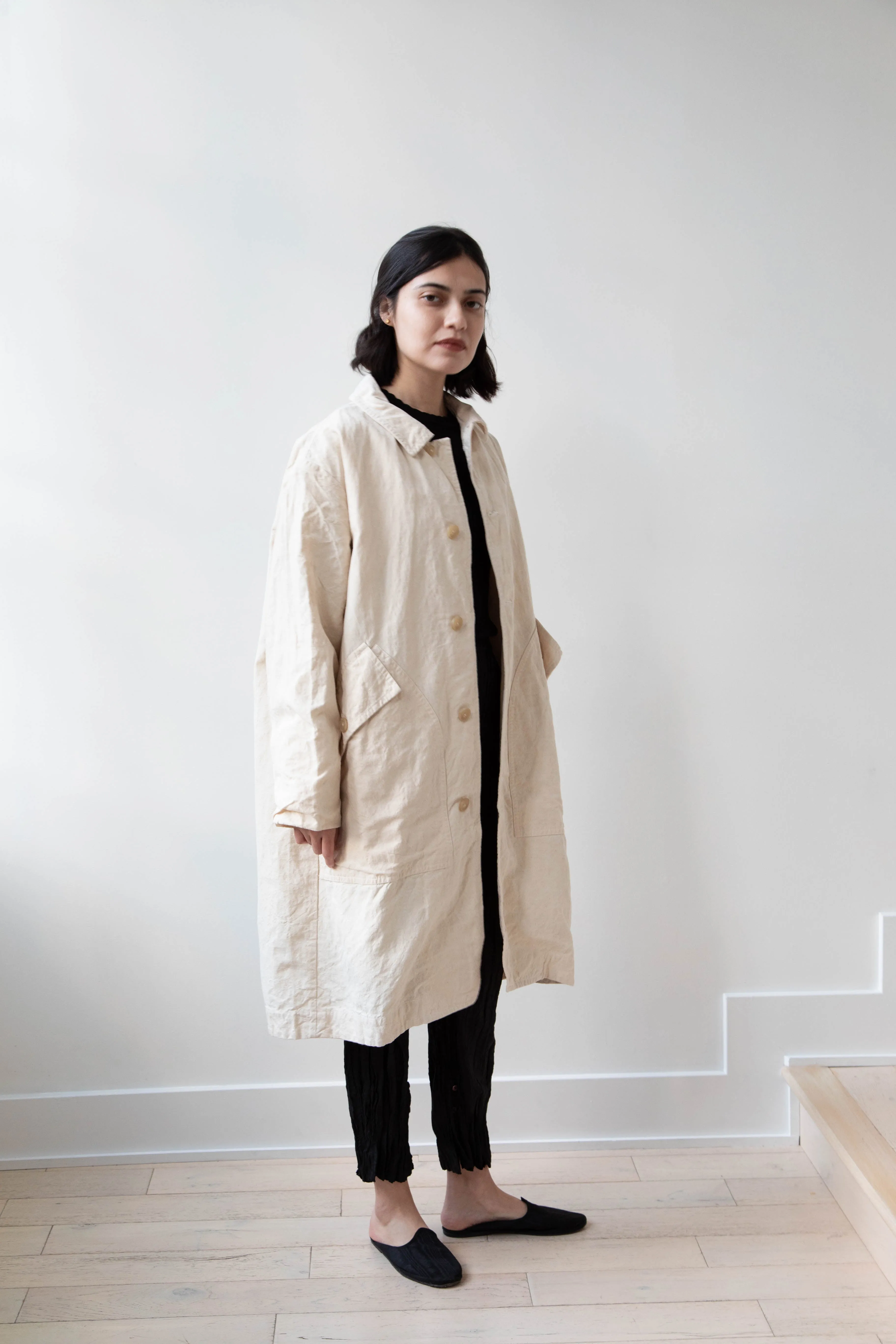 Oliver Church | Big Coat in Natural Antique Cotton Linen