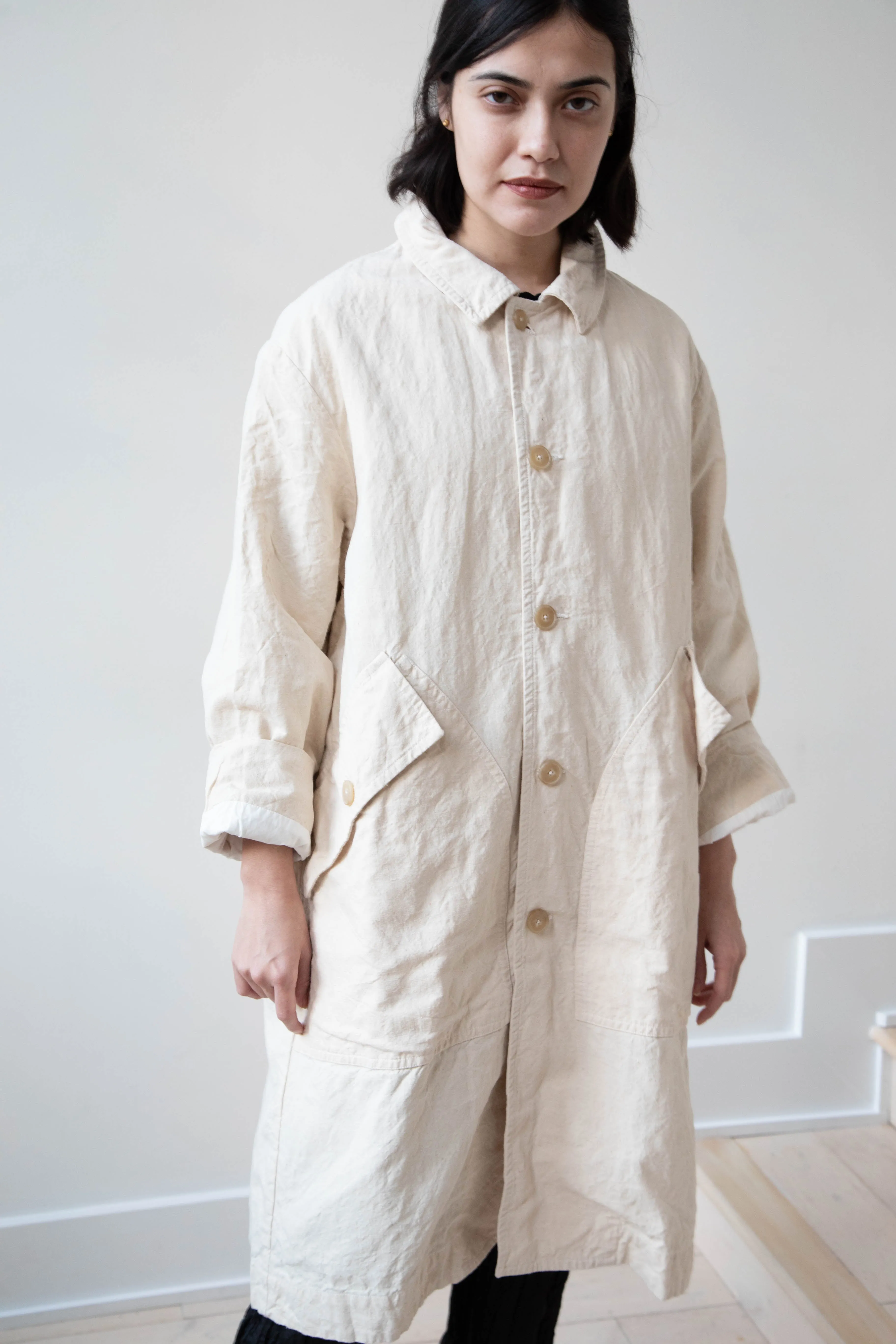 Oliver Church | Big Coat in Natural Antique Cotton Linen