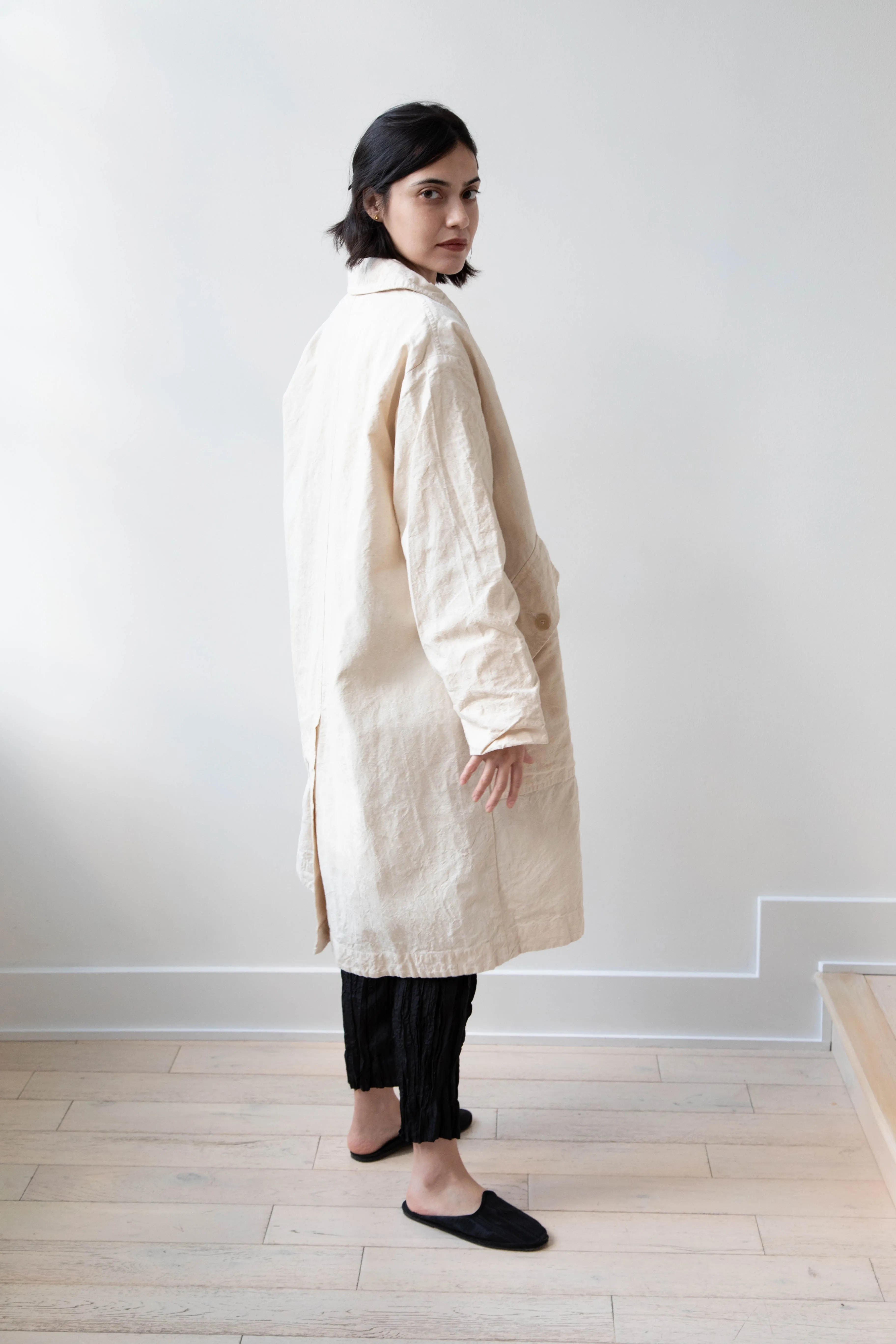 Oliver Church | Big Coat in Natural Antique Cotton Linen