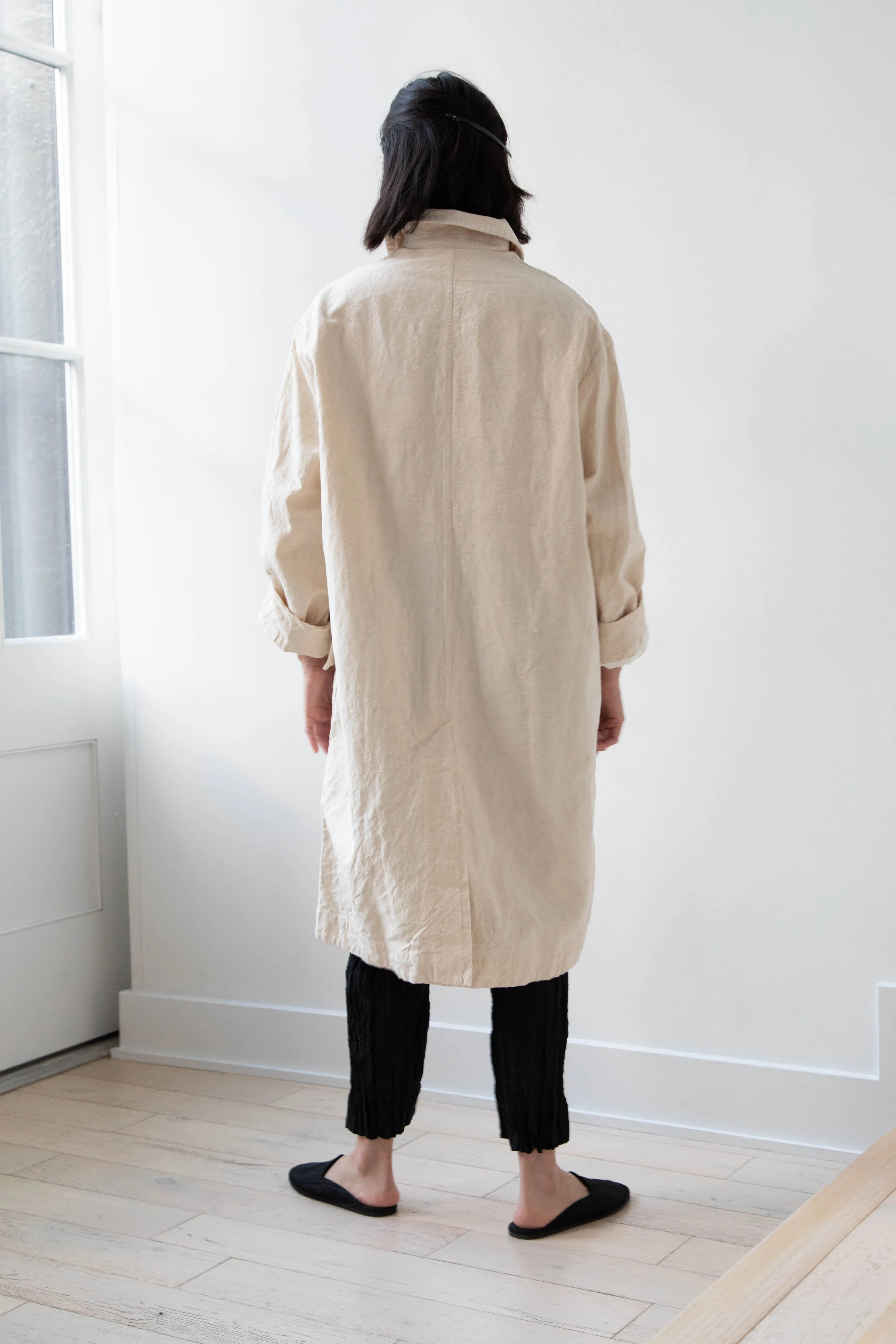 Oliver Church | Big Coat in Natural Antique Cotton Linen