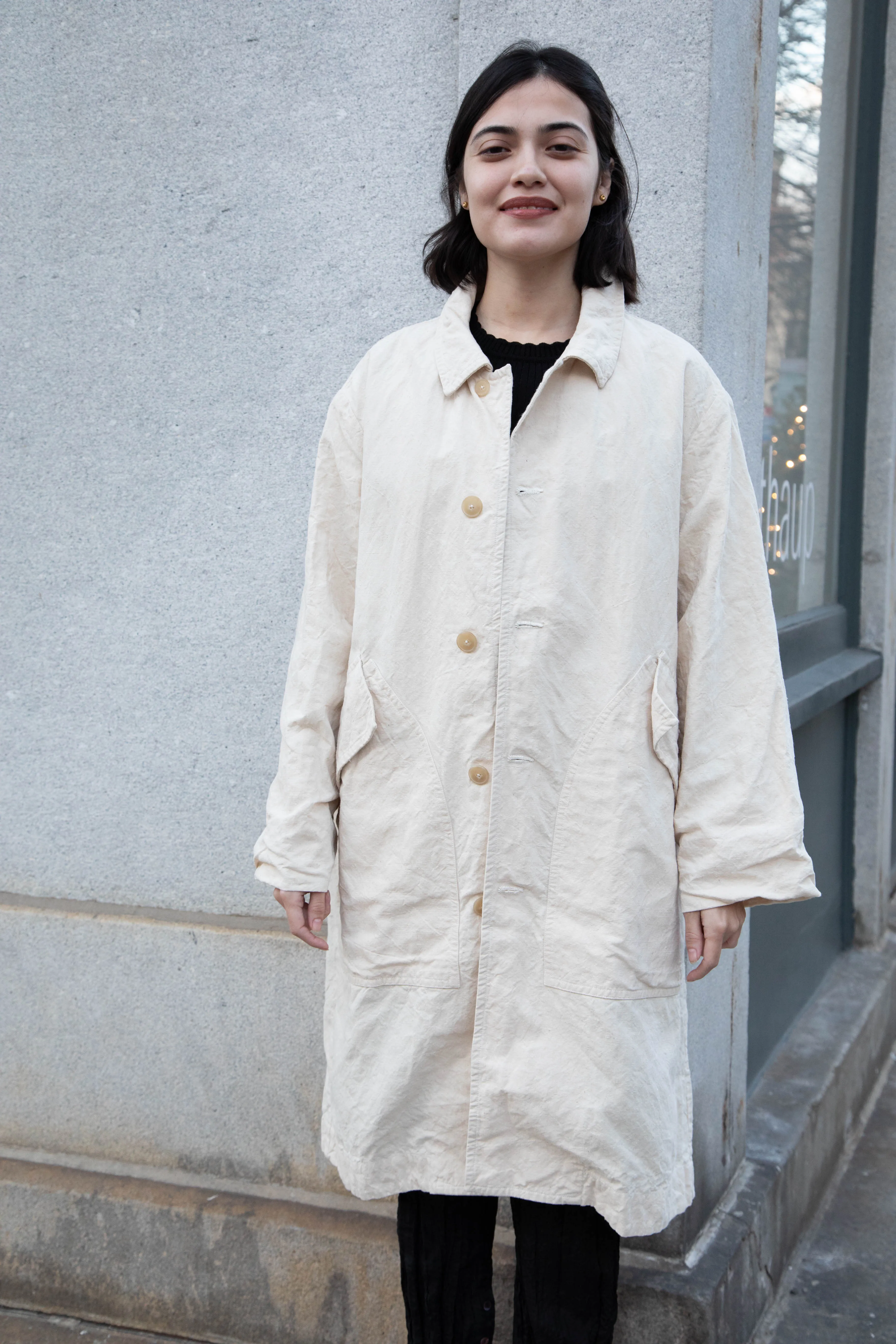 Oliver Church | Big Coat in Natural Antique Cotton Linen