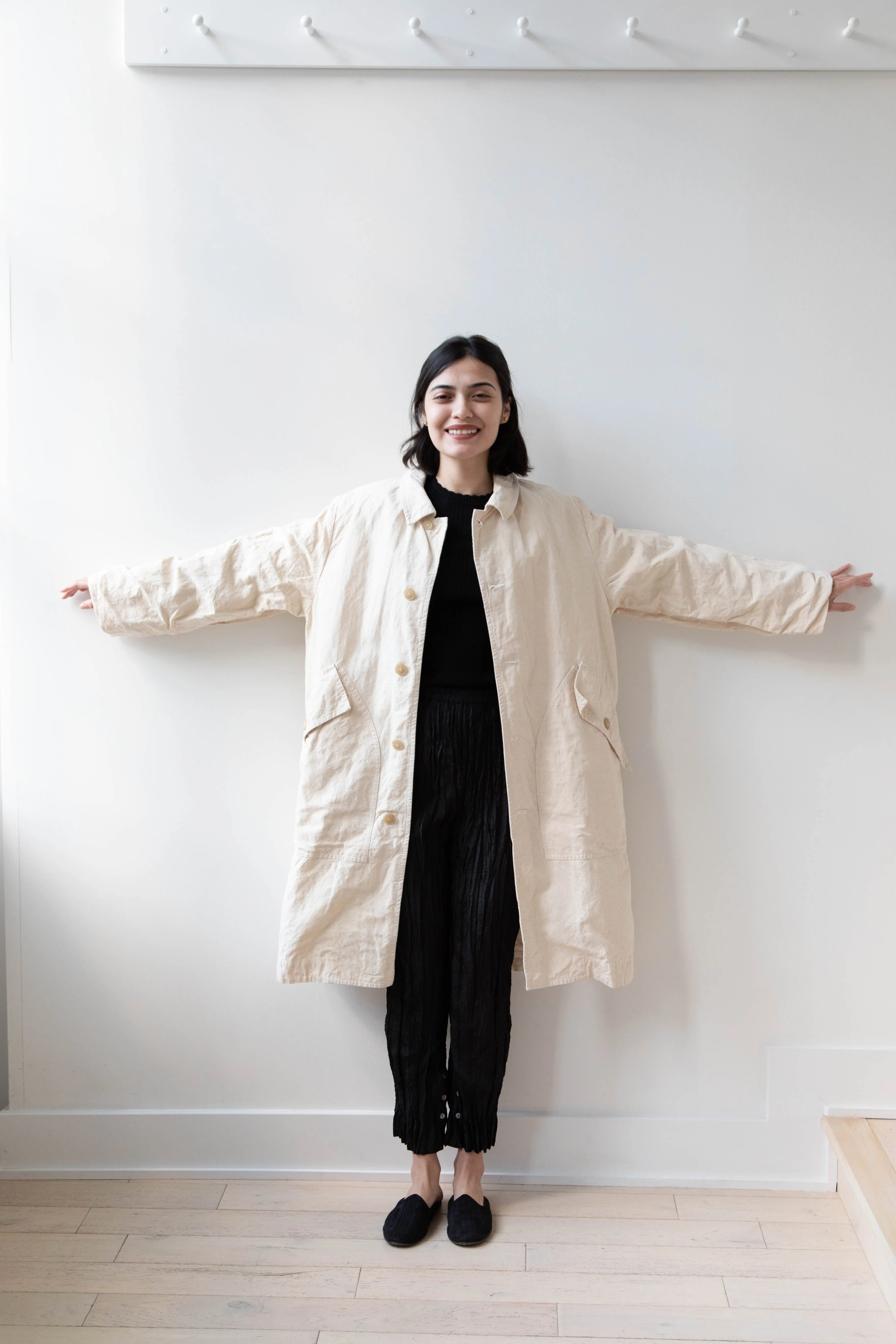 Oliver Church | Big Coat in Natural Antique Cotton Linen