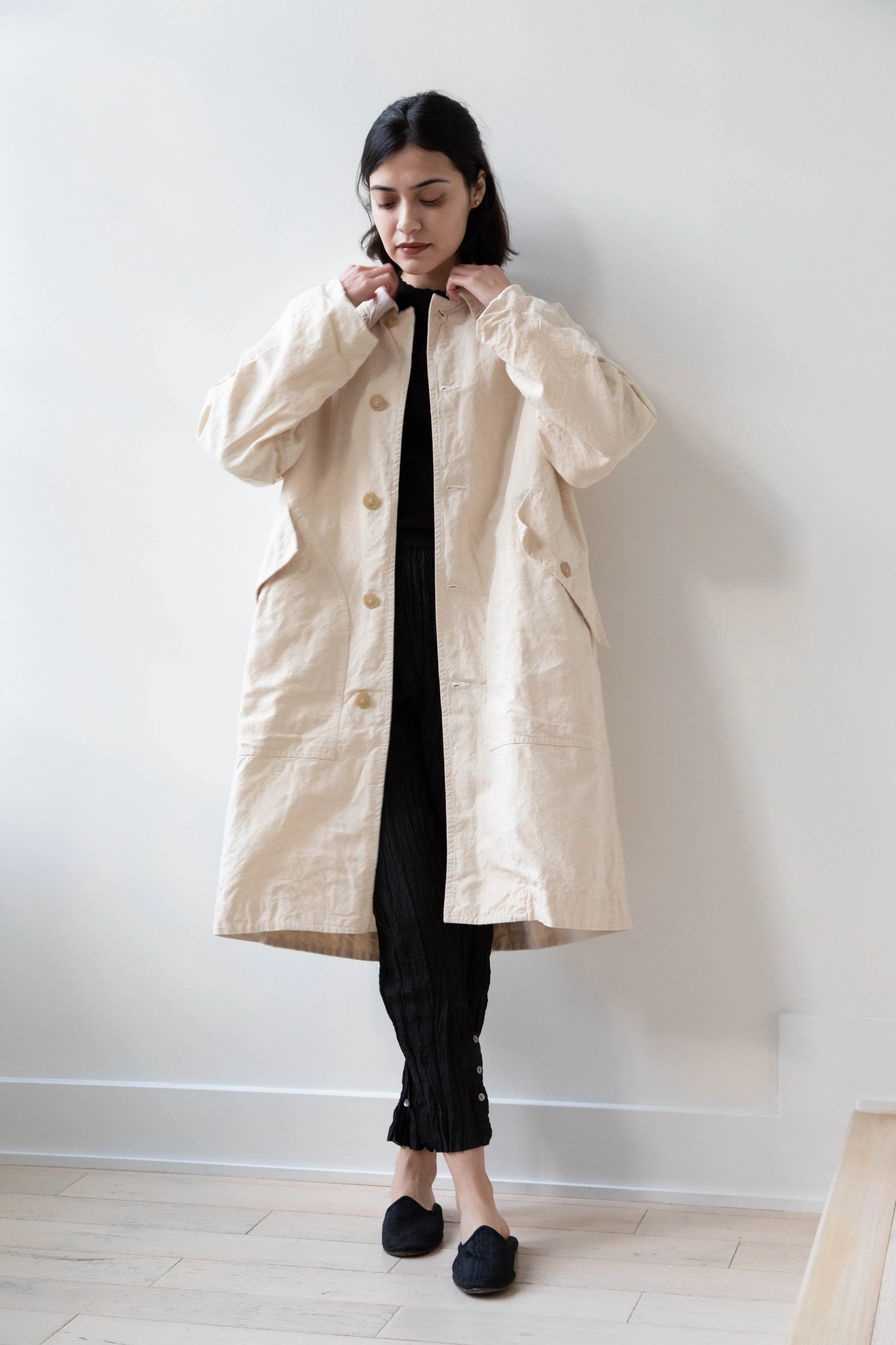 Oliver Church | Big Coat in Natural Antique Cotton Linen