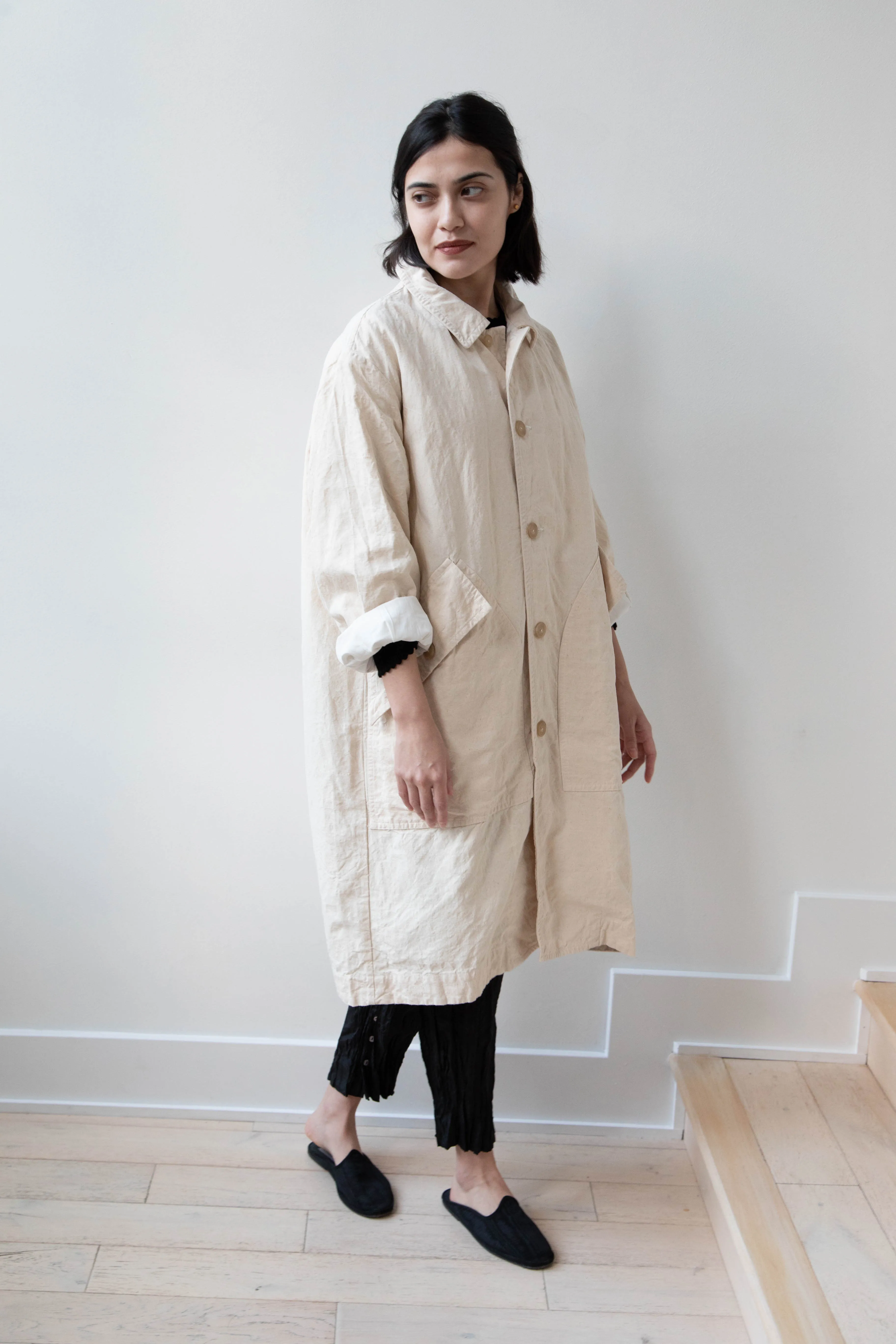 Oliver Church | Big Coat in Natural Antique Cotton Linen