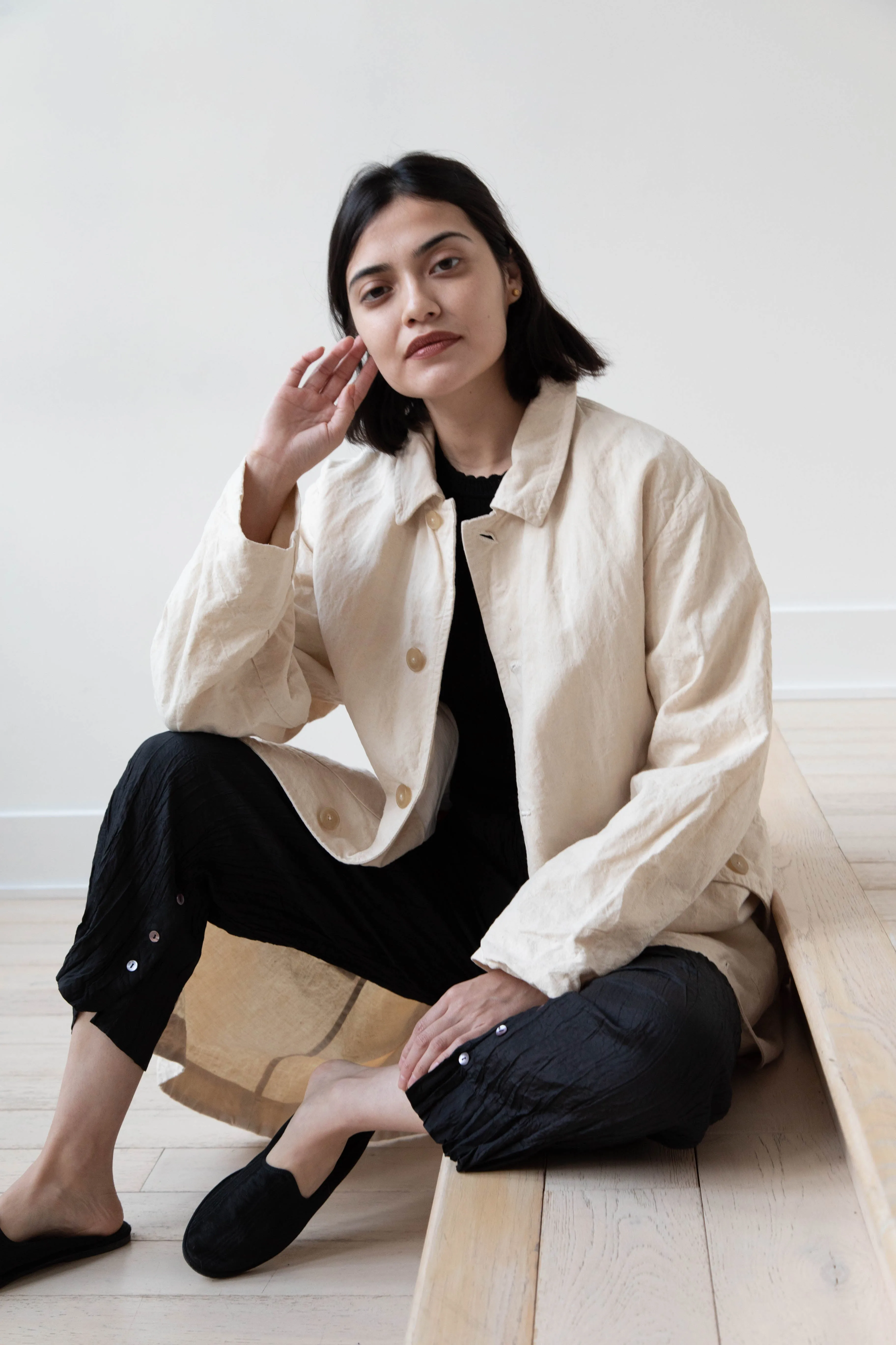 Oliver Church | Big Coat in Natural Antique Cotton Linen