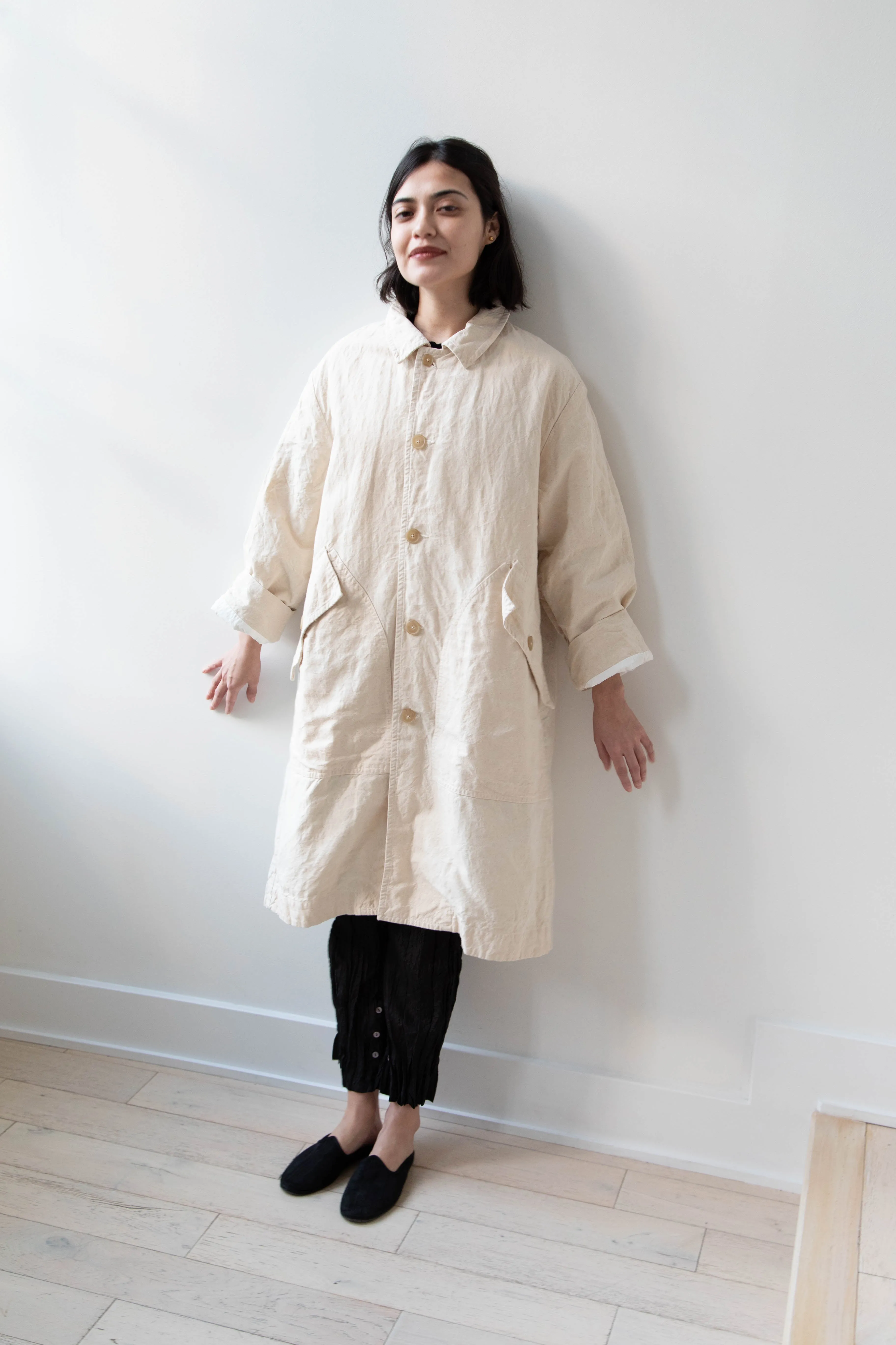 Oliver Church | Big Coat in Natural Antique Cotton Linen