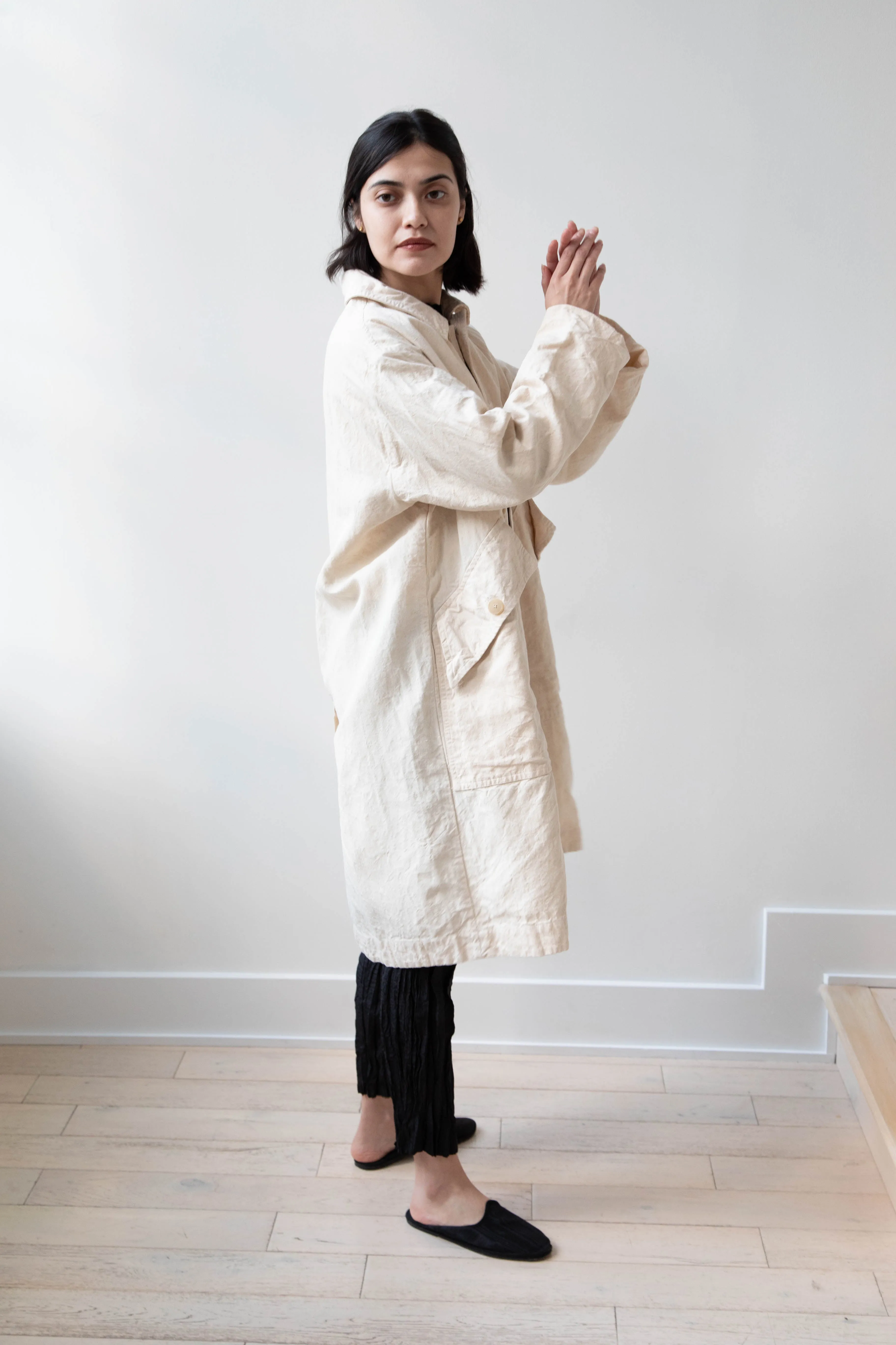 Oliver Church | Big Coat in Natural Antique Cotton Linen
